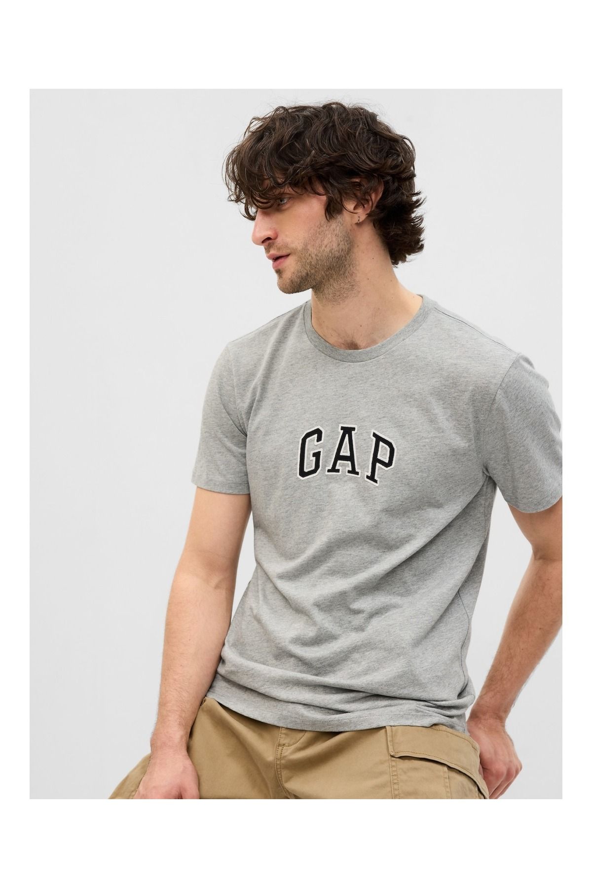 GAP Erkek Gri Gap Logo T-shirt