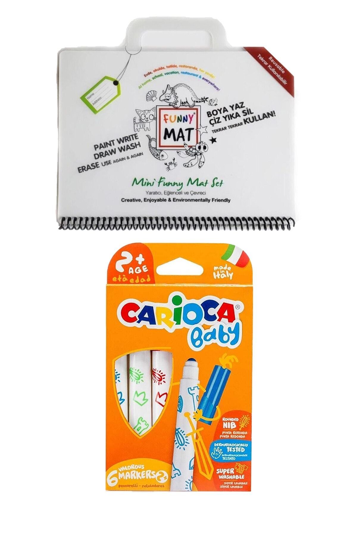 Carioca Akademi Çocuk Funny Mat Mini Ve Carioca Süper Jumbo Baby 6'lı Keçeli Kalem (boya Ve Kolayca Sil)