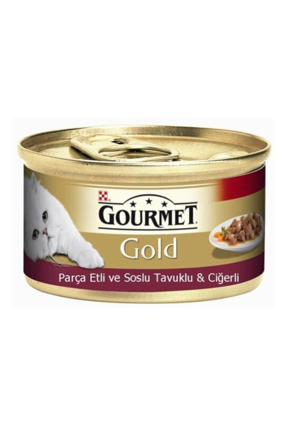 Gourmet Gold Parça Etli Soslu Tavuklu Ciğerli Kedi Konserve 85 gr X 24 Adet