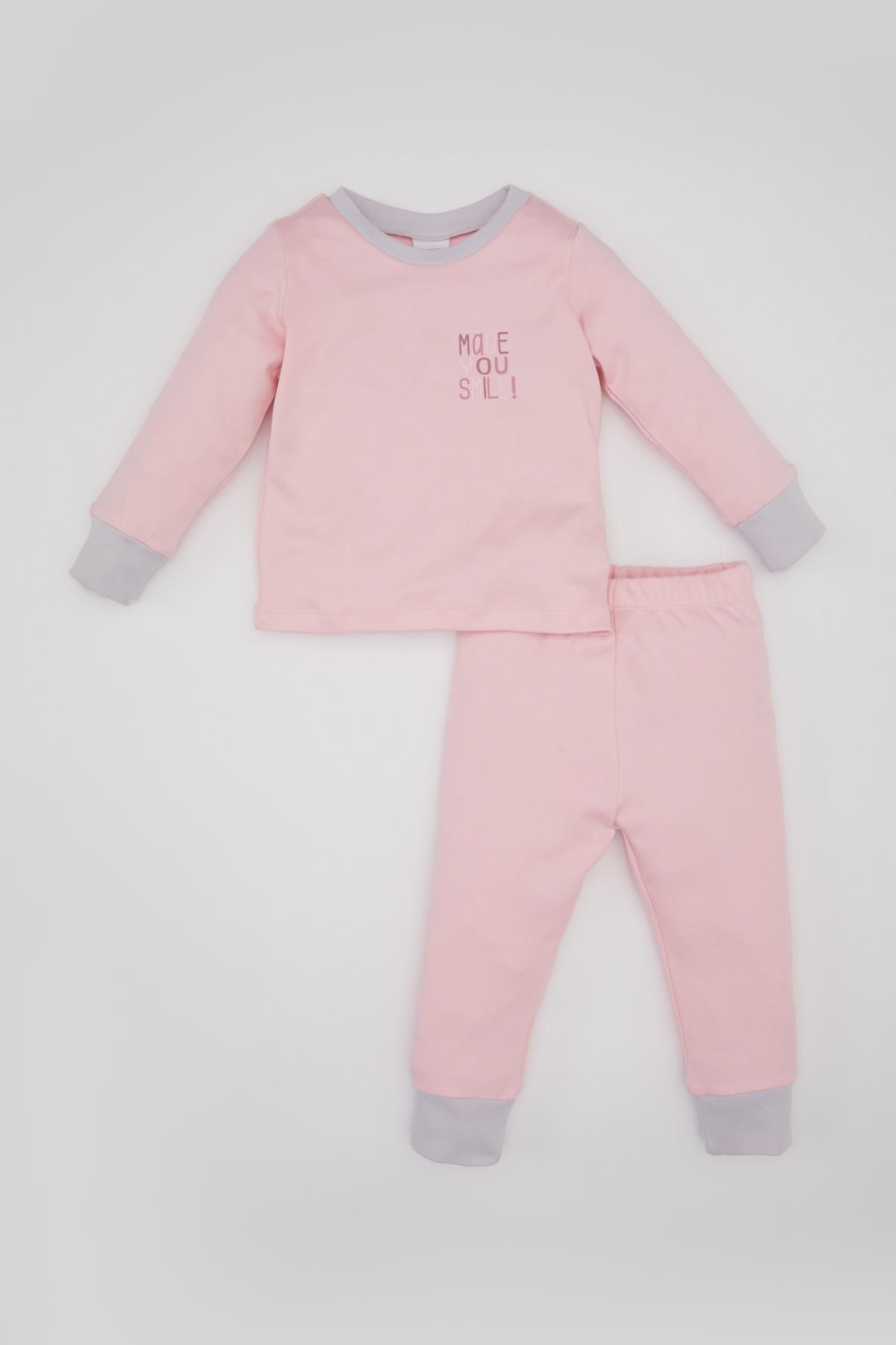 Defacto Kız Bebek Baskılı Uzun Kollu Pijama Takımı C0668A524SP