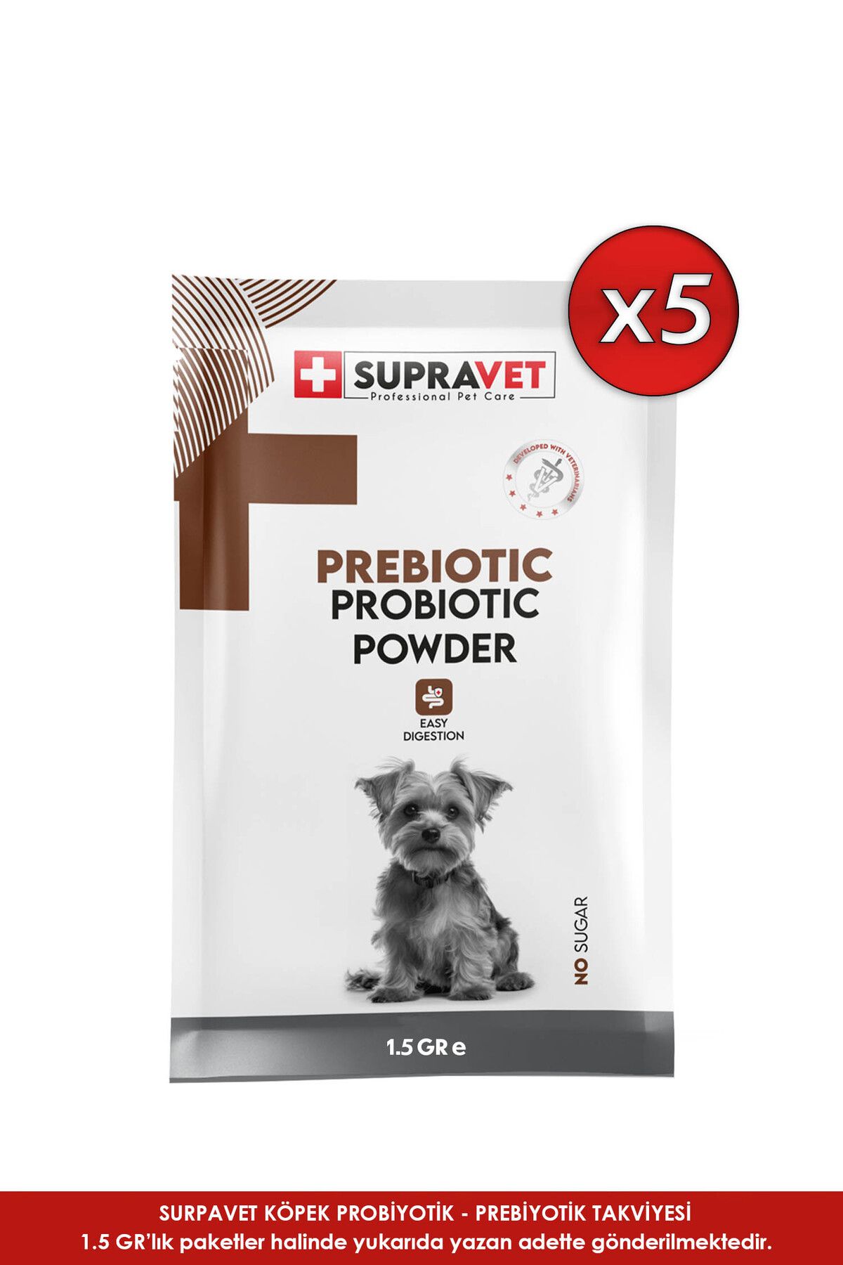 Supravet Toz Probiyotik + Prebiyotik Köpek Bağışıklık Sistemi Güçlendirici 1.5 Gr x 5 Adet