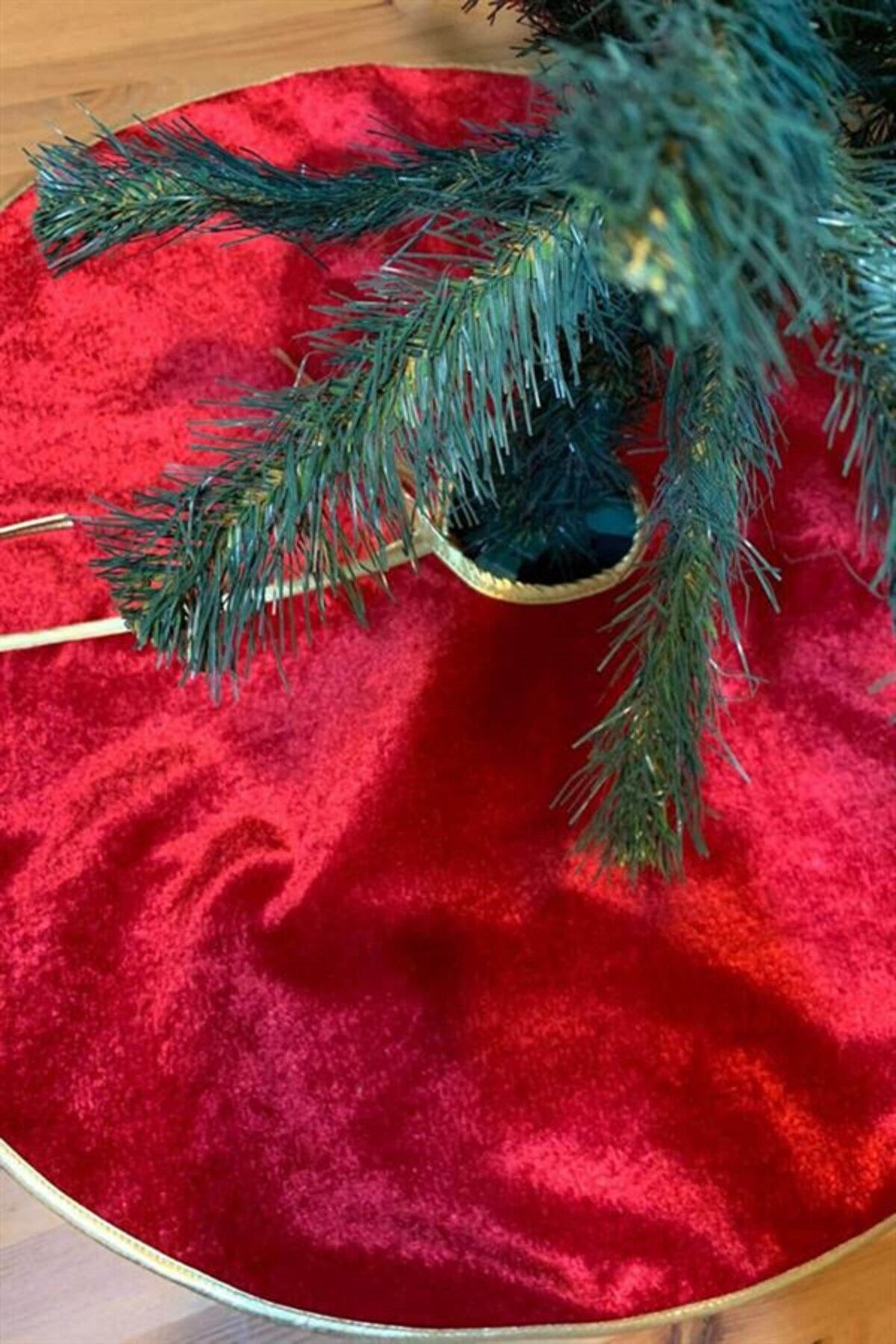 Partifabrik Yılbaşı Lüks Çam Ağacı Altlığı Kırmızı Noel Ağaç Altı Örtüsü