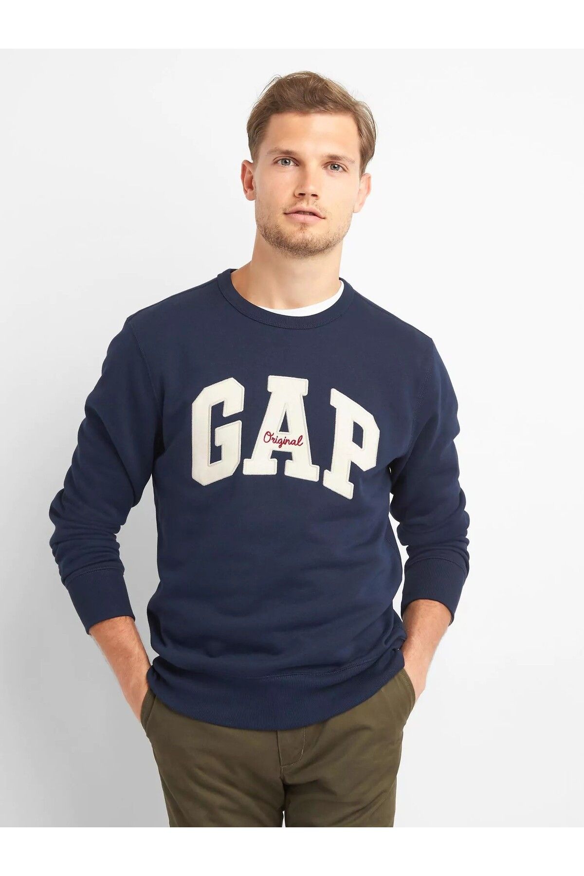 GAP Erkek Lacivert Gap Logo Bisiklet Yaka Sweatshirt