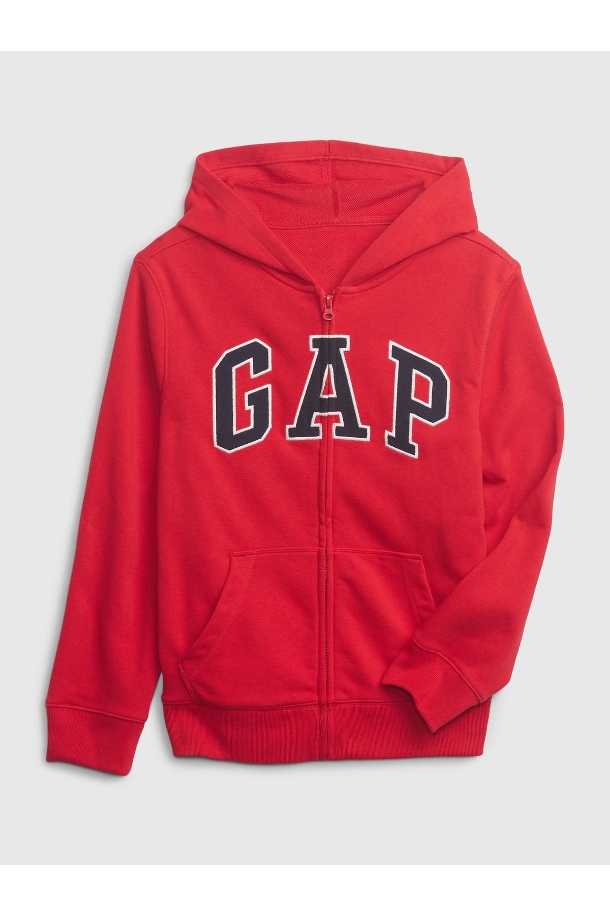GAP Erkek Çocuk Kırmızı Gap Logo Fermuarlı Havlu Kumaş Sweatshirt