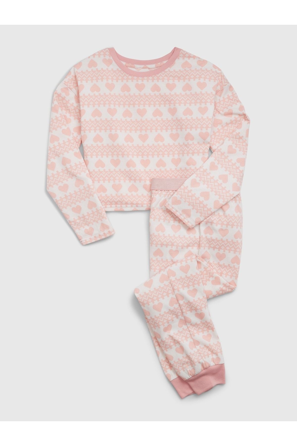 GAP Kız Çocuk Pembe Geri Dönüştürülmüş Desenli Pijama Takımı