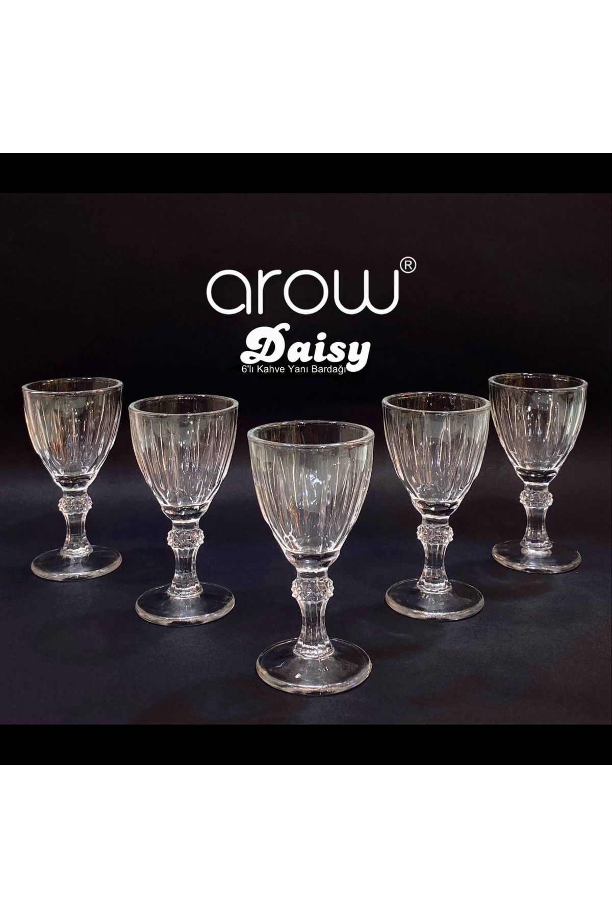 AROW Daisy 6'lı Ayaklı Kahve Yanı Su Bardağı -  Şeffaf - 60 ml