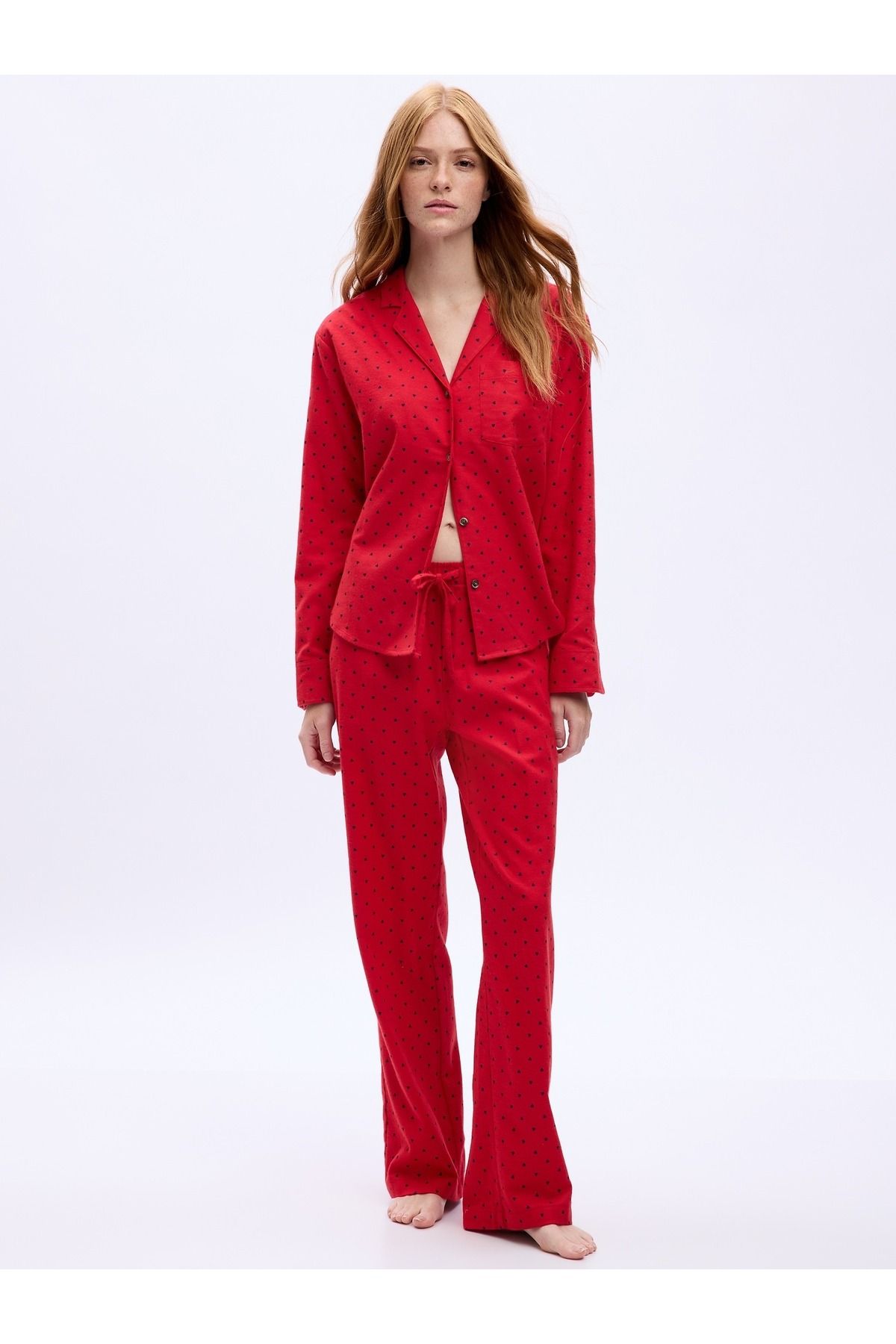 GAP Kadın Kırmızı Relaxed Flannel Pijama Altı