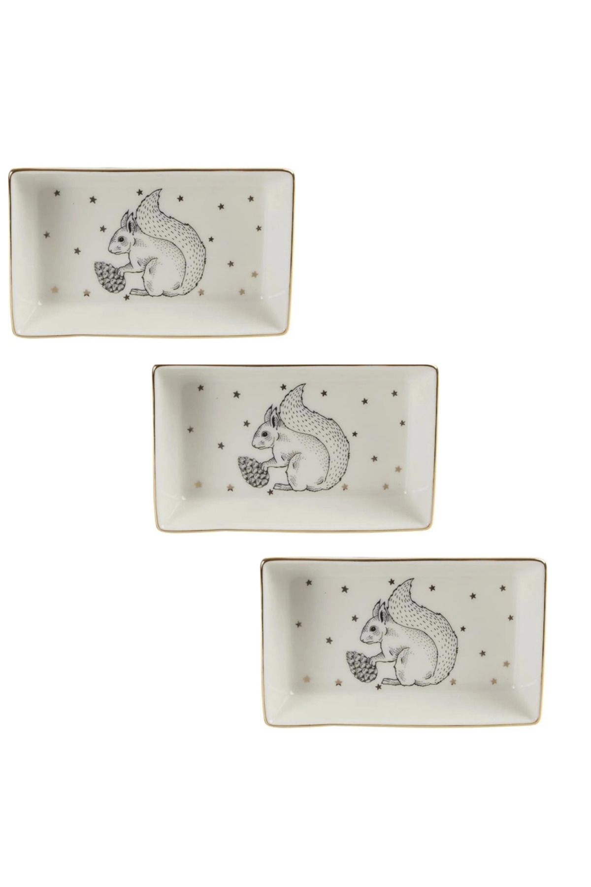 Porland Forest Squirrel Kahvaltı ve Meze tabağı 8x14 cm 3 adet