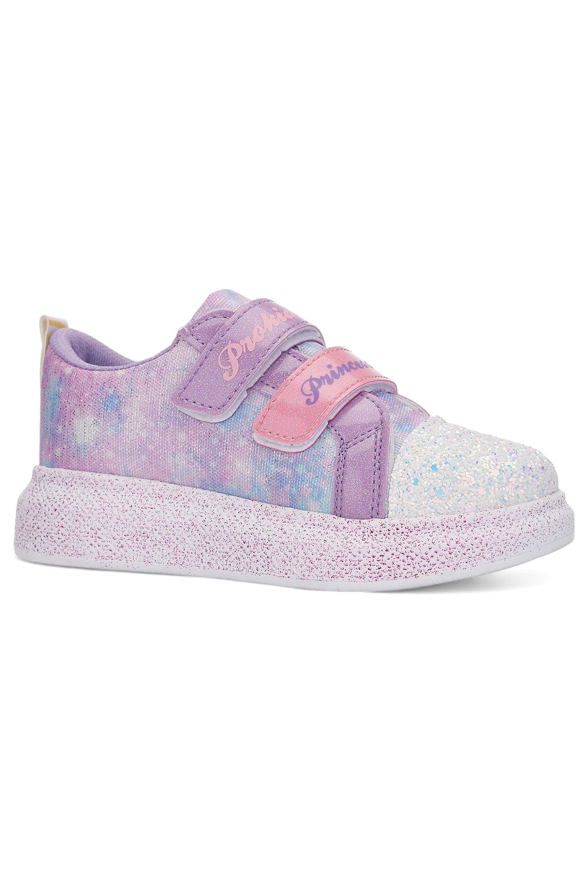 İmerShoes Günlük Açık Pembe Kız Çocuk Spor Ayakkabı Cırtlı Lastik Bağcıklı Taşlı Simli Sneaker 3730