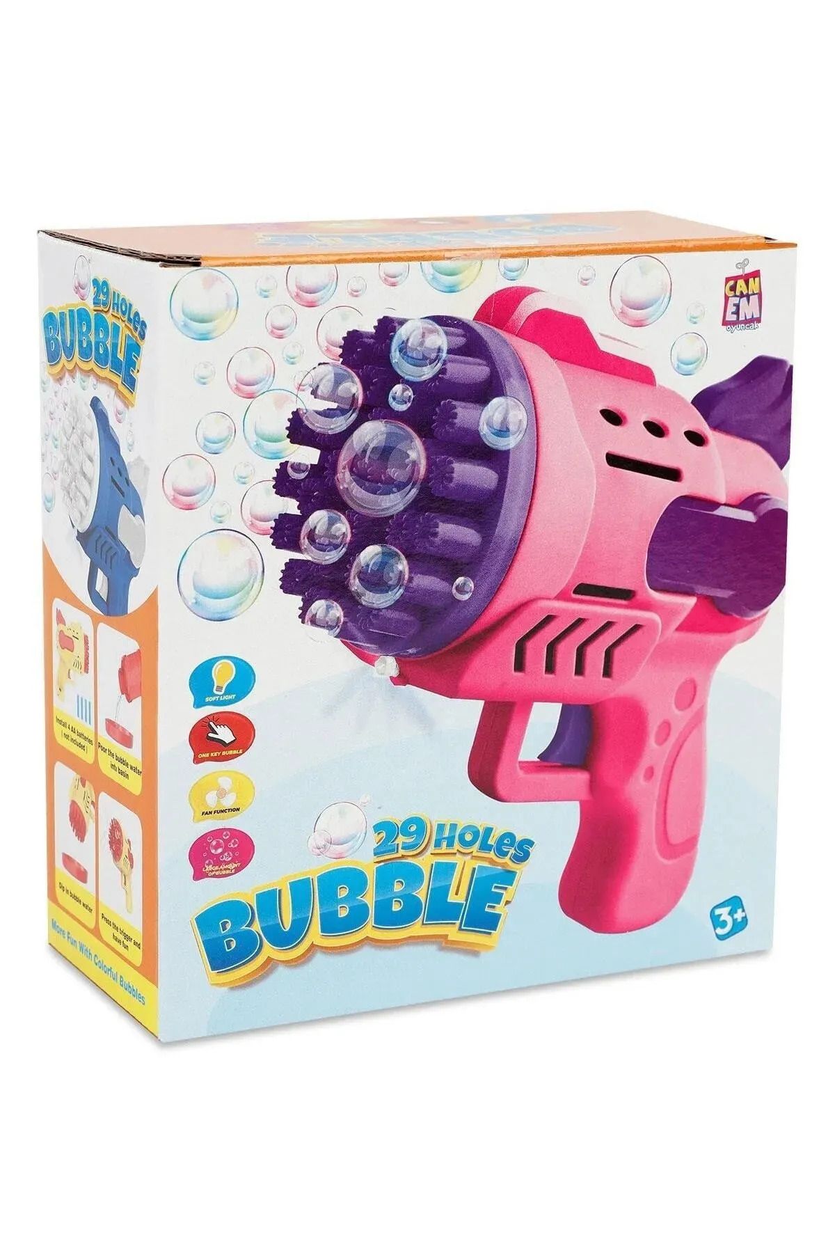 Shem 29 Delikli Işıklı Pilli Köpük Baloncuk Makinesi Tabancası Bubble Gun + 500 ml Baloncuk Likiti