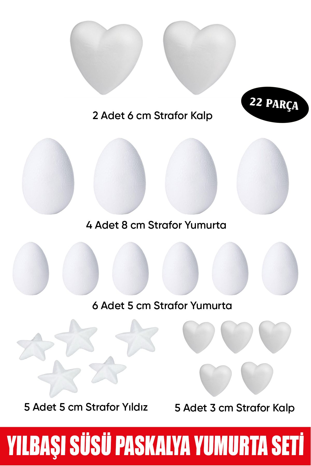 Vox Art Yılbaşı Süsü - Paskalya Yumurta Strafor Seti 22 Parça