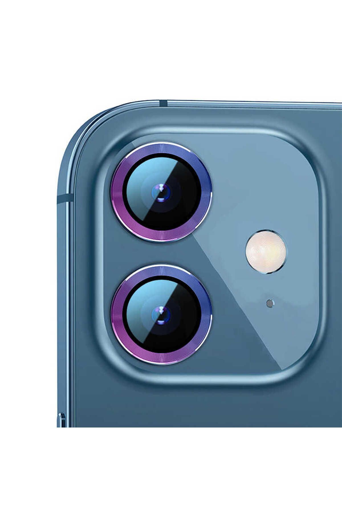 Zore iPhone 12 Uyumlu Baltazar CL-07 Kamera Lens Koruyucu-Colorful