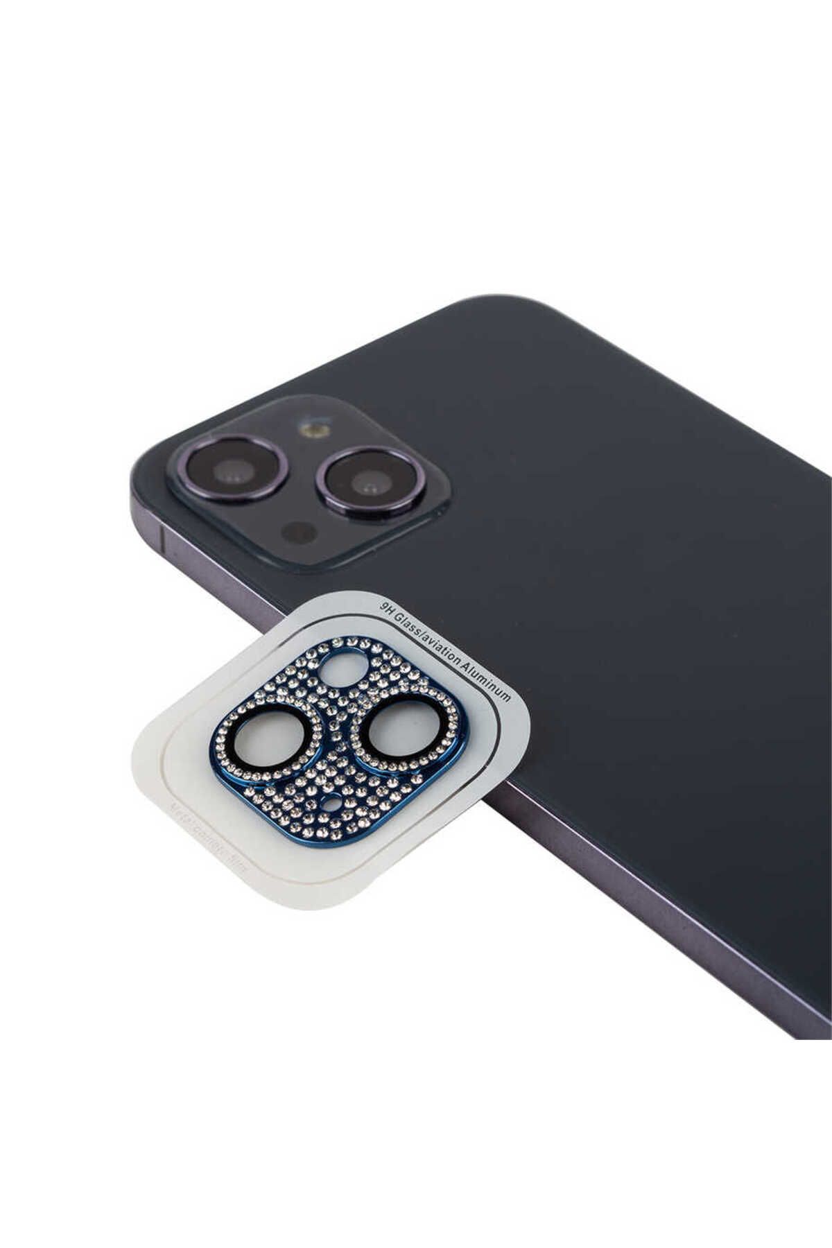 Zore iPhone 13 Mini Uyumlu Baltazar CL-08 Kamera Lens Koruyucu-Mavi