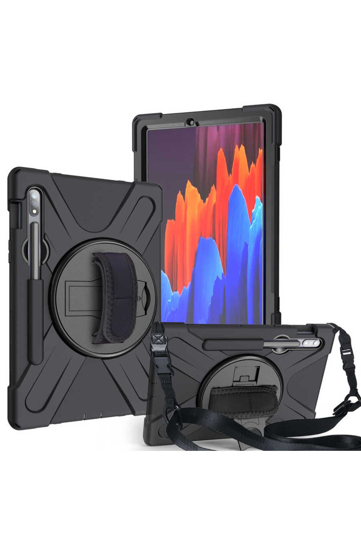 Zore Galaxy Tab S7 Plus T970 Kılıf  BALTAZAR Defender Tablet Silikon-Siyah