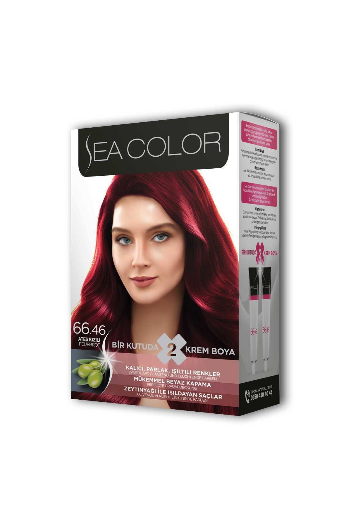 Sea Color 2 Tüp Krem Saç Boyası Seti Ateş Kızılı No:66.46