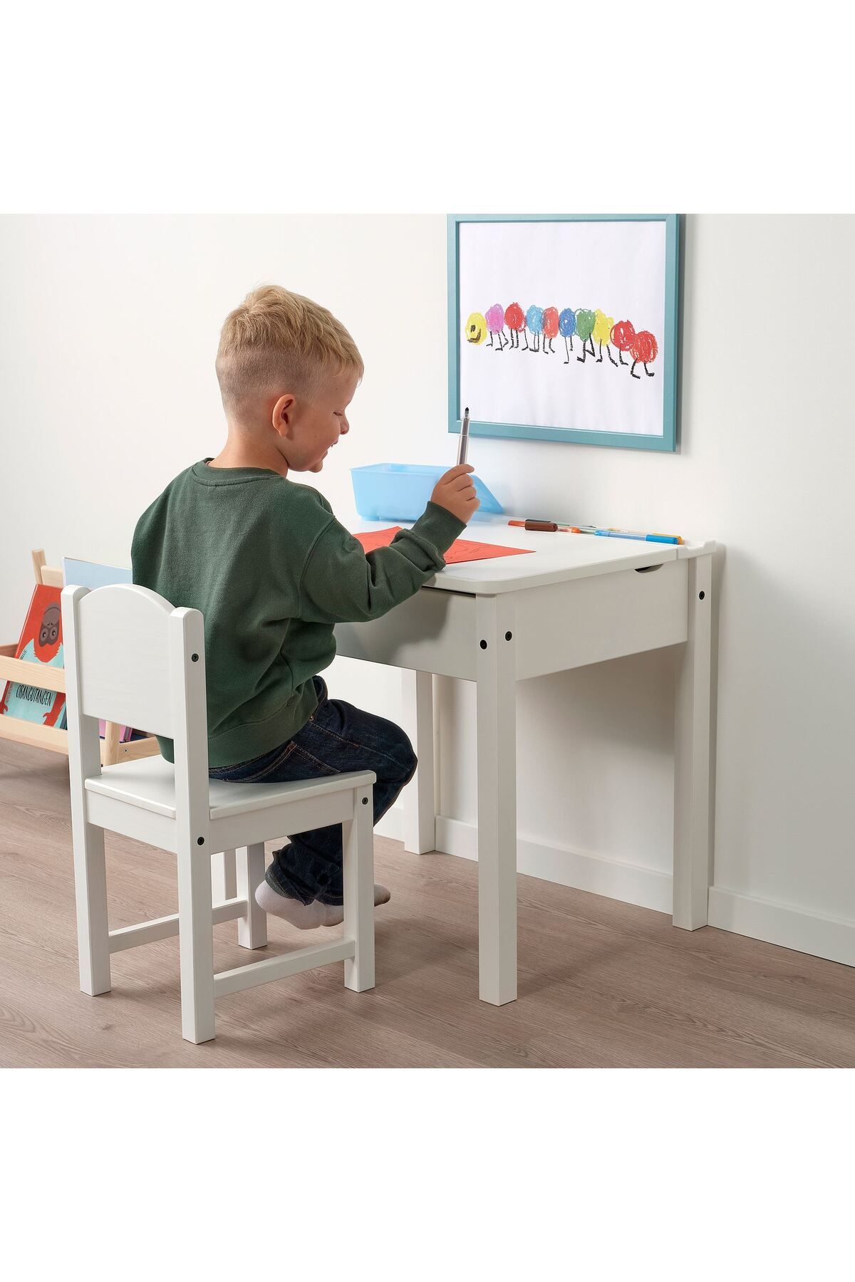 IKEA çocuk masası, beyaz, 58x45 cm