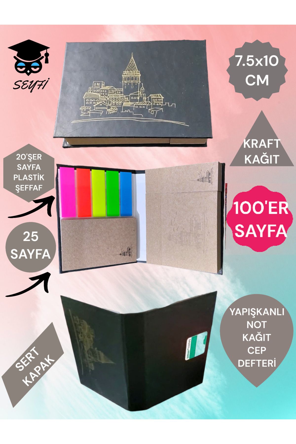 SEYFİKİRTASİYE YAPIŞKANLI NOT KAĞIDI CEP DEFTERİ MODEL POST-İT DEFTERİ YAPIŞKANLI KAĞIT SETİ