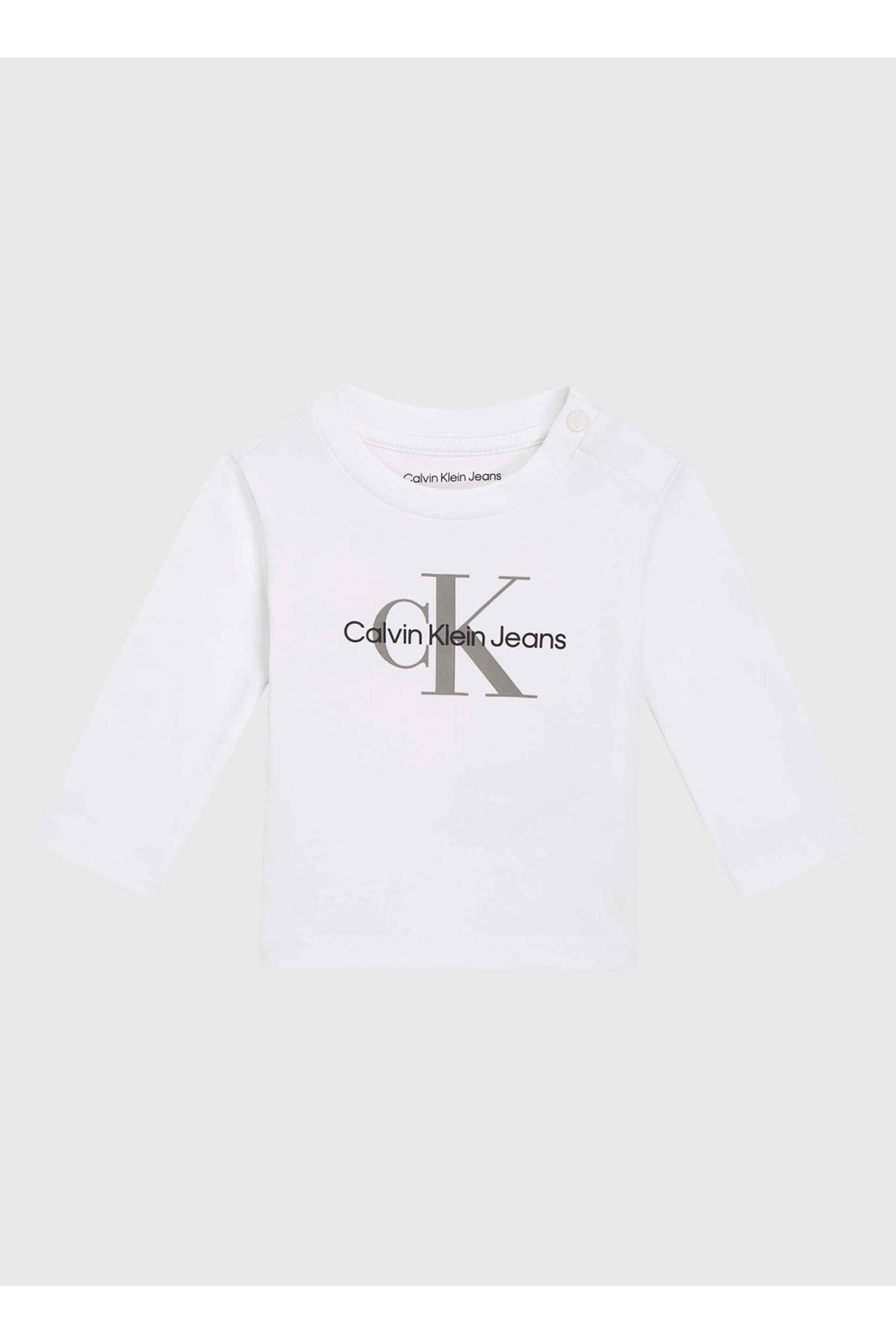 Calvin Klein Beyaz Bebek T-Shirt MONOGRAM LS T-SHIRT