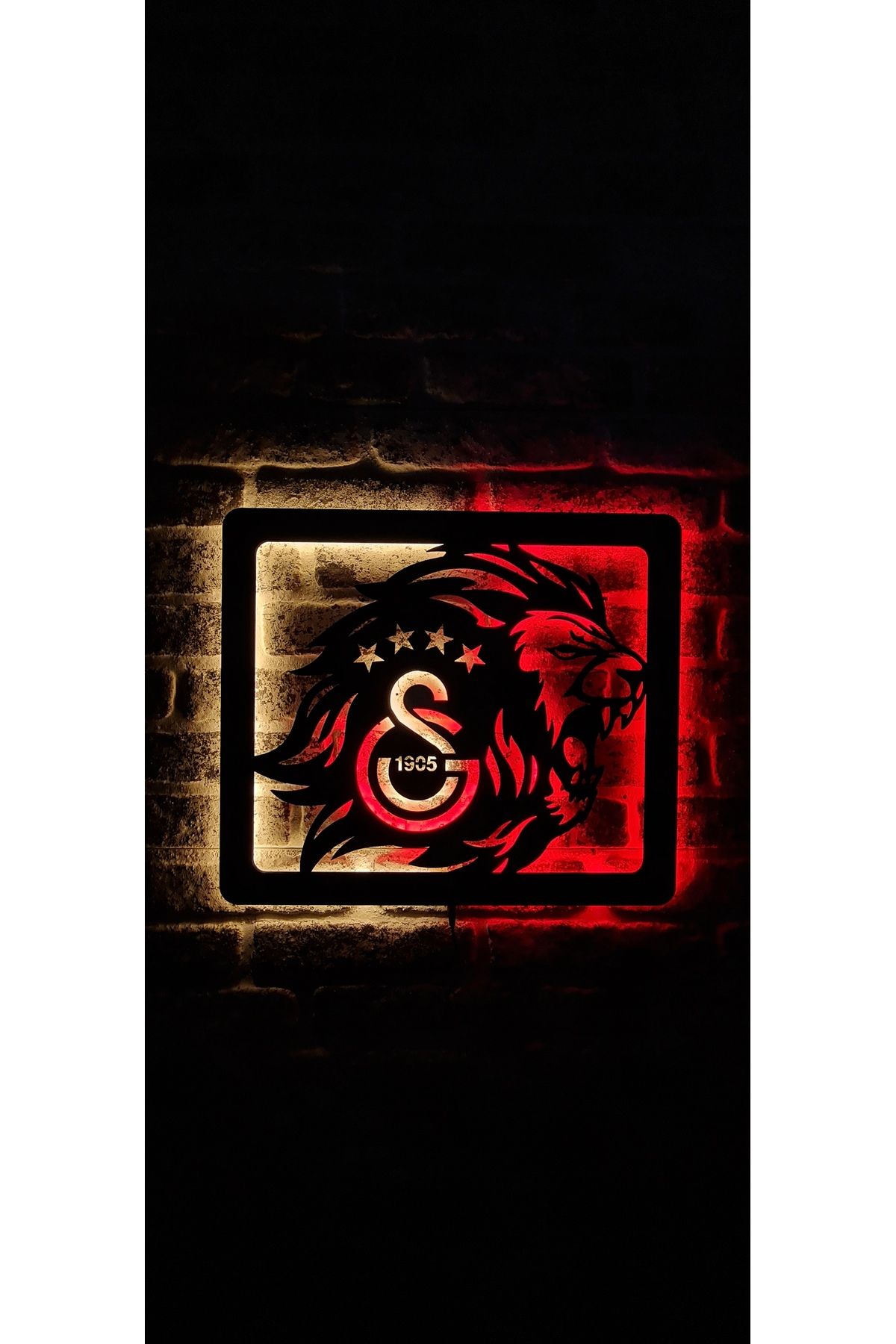GALAKSİ TASARIM Galatasaray Aslan Temalı Logo Led Işıklı Duvar Tablosu (Adaptör Dahil 1 Metre Kablo Uzunluğu)