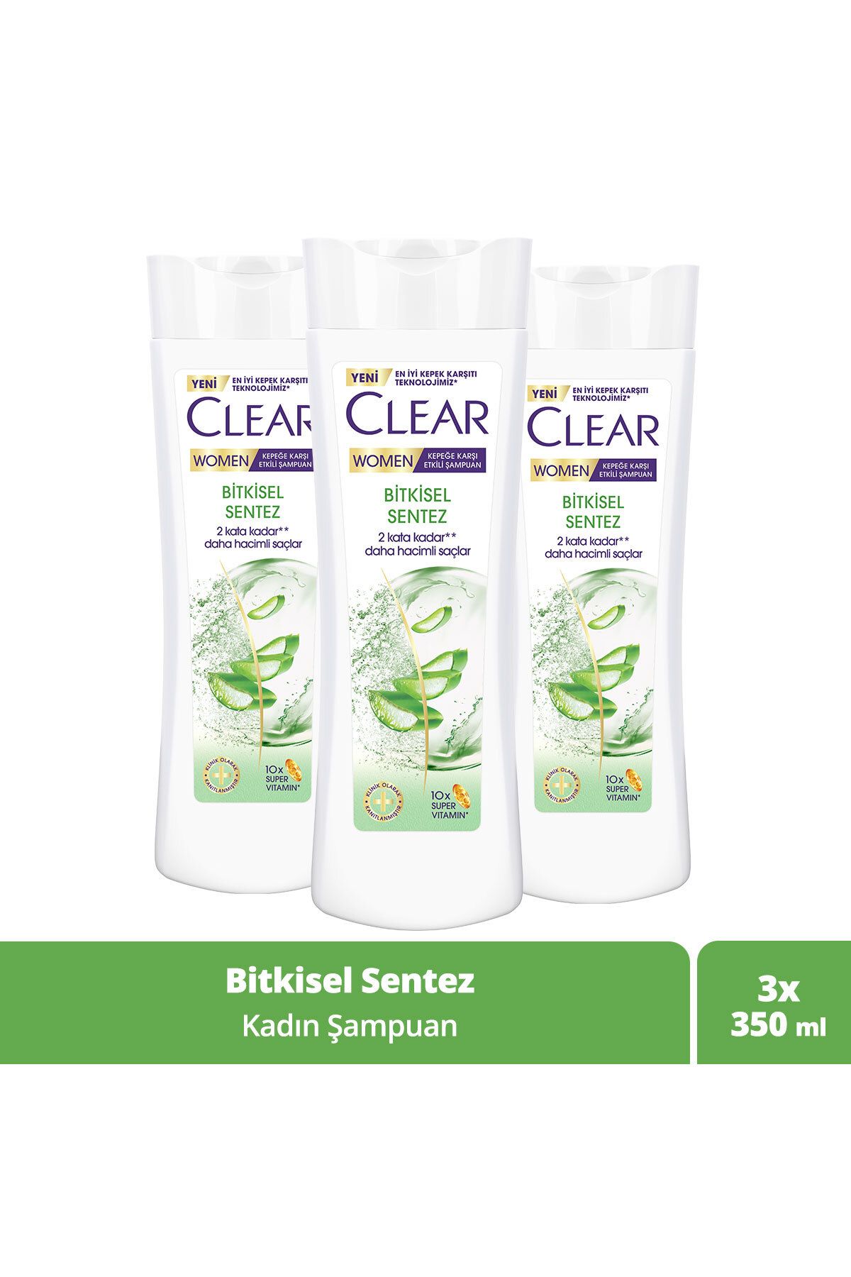 Clear Women Kepeğe Karşı Etkili Şampuan Bitkisel Sentez 350 ml X3