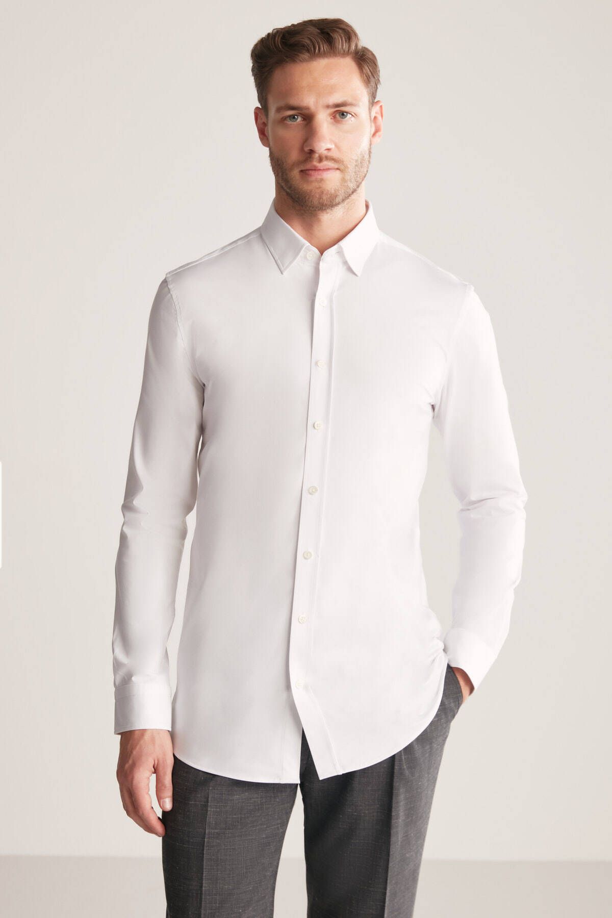 Hemington Slim Fit Beyaz Spor Gömlek