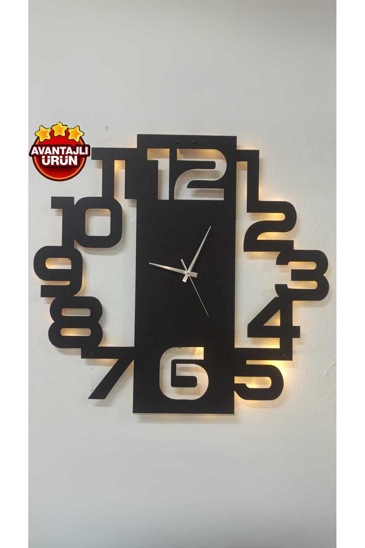 Blackdekor Modern Dekoratif Rakamlı Işıklı Duvar Saati Mutfak Duvar Saati Odaya Uygun Saat Oturma Odası Saati