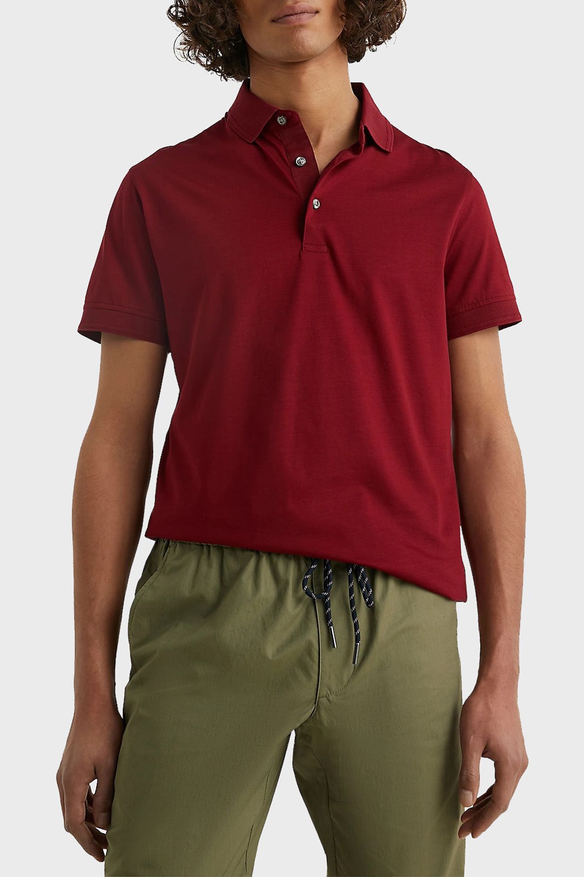 Tommy Hilfiger Logolu % 100 Pamuk Slim Fit Polo T Shirt Erkek POLO T SHİRT MW0MW30758 XJS