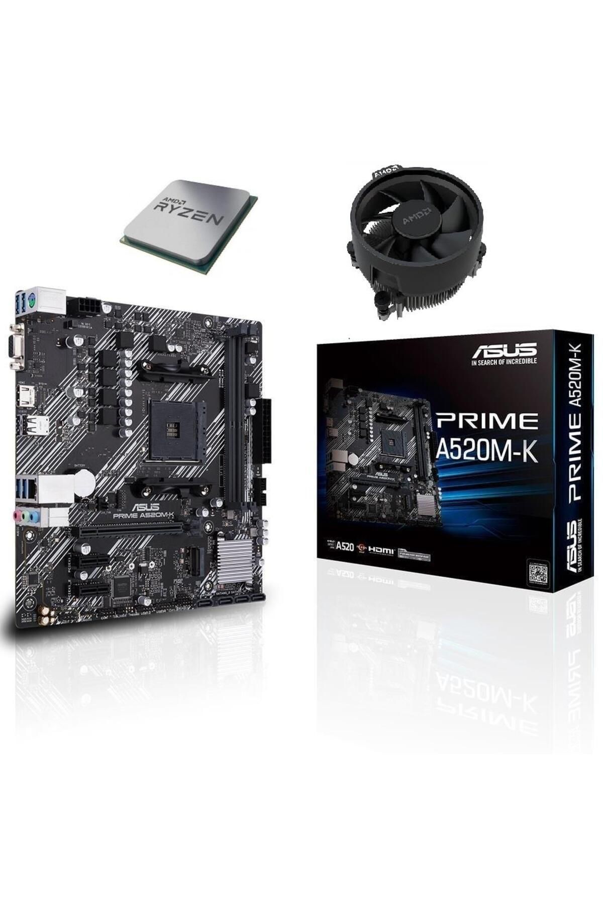 ASUS Prime A520M-K DDR4 4600MHz mATX Anakart - AMD Ryzen 5 5600X AM4 İşlemci Tray - AMD Fan Set