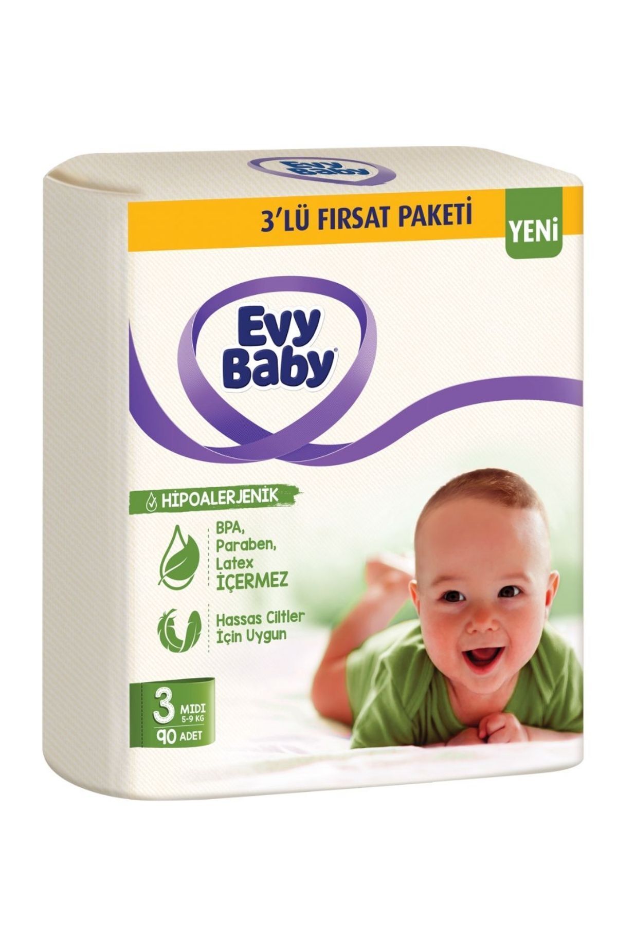 Evy Baby Bebek Bezi 3 Beden 5-9 Kg Midi 90 Adet