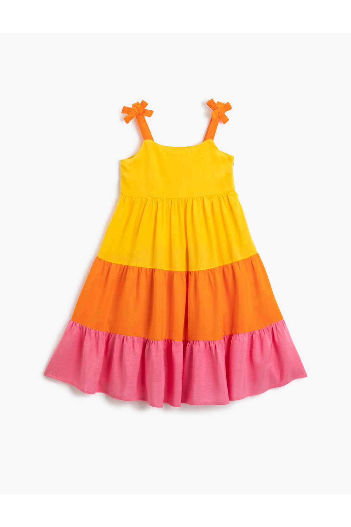 Koton Düz Sarı Kız Çocuk Standart Elbise 3skg80020aw