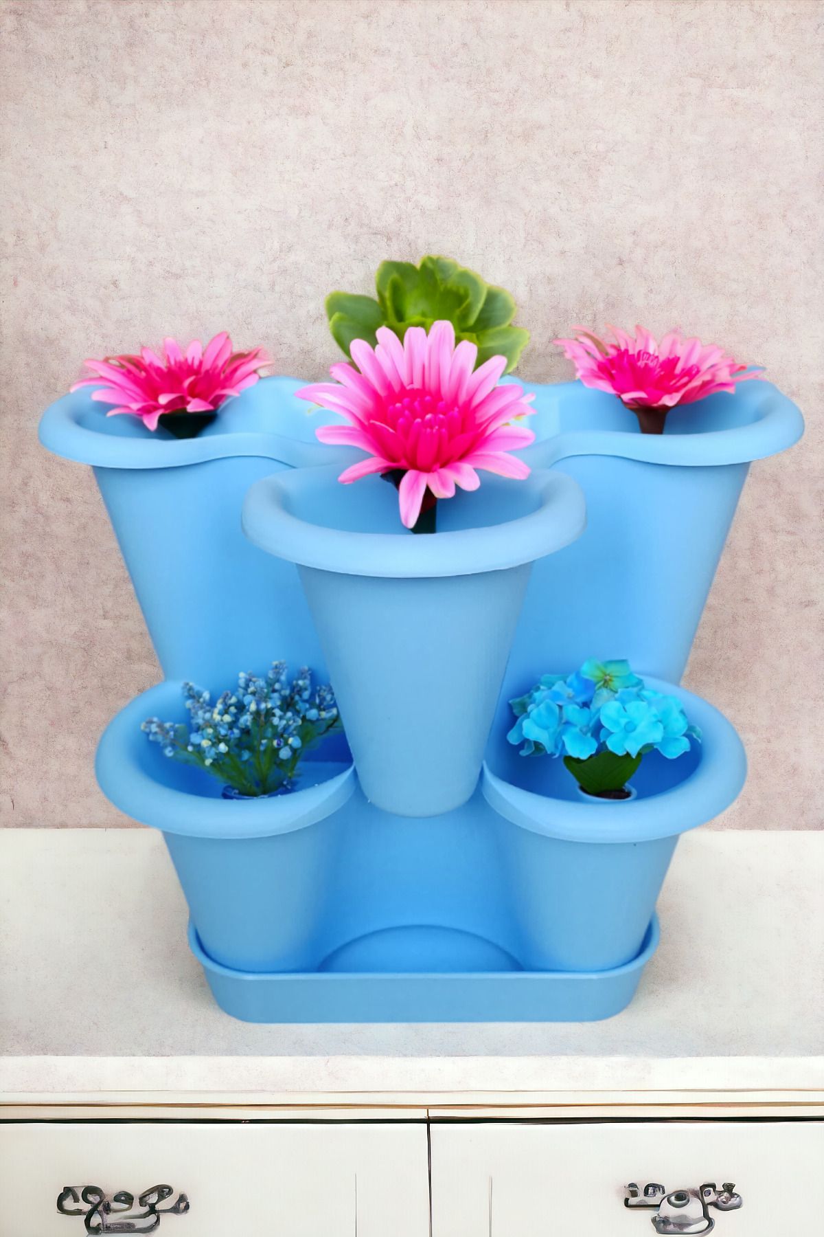 Arsimo 2 Katlı Şanslı Yonca Kule Saksı Seti | Çiçek Bitki Sebze Meyve Salon Mutfak Banyo Bahçe Saksı Seti