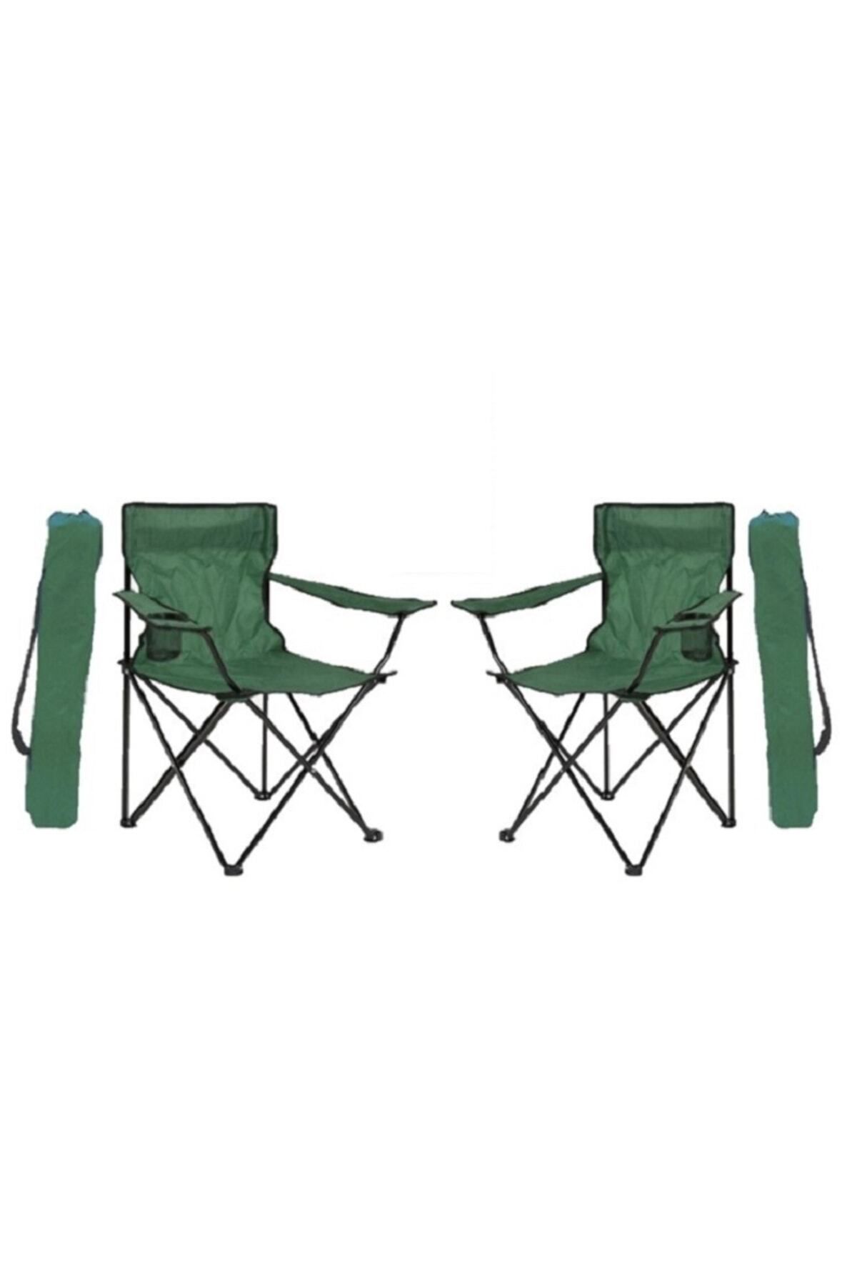 teknotrust 2'li 2 Adet Yeşil Katlanır Kamp Sandalyesi Katlanabilir Yeşil 2 Kişilik 5-10 kg Hasır