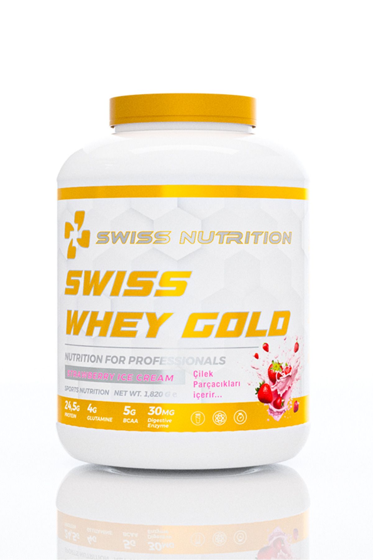 Swiss Nutrition Swıss Whey Gold | Çilekli Dondurma | 1820g 52 Servis | Whey Protein Sporcu Gıdası