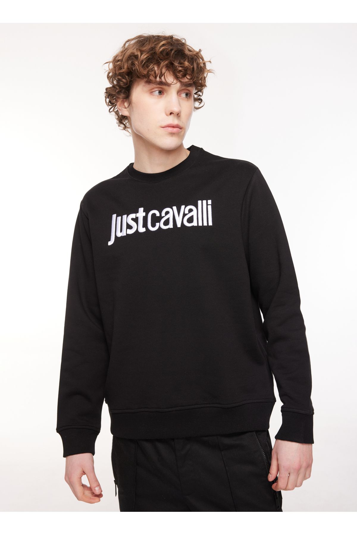 Just Cavalli Bisiklet Yaka Siyah Erkek Sweatshırt 75oaıt00