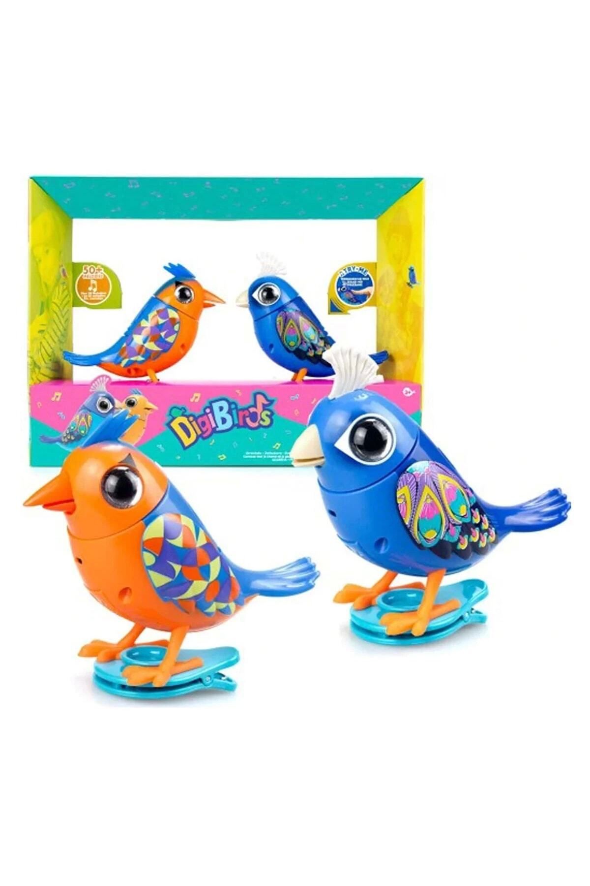 NECO TOYS Çocuk 2'li Renkli Eğlenceli Cıvıldayan ve Şarkı Söyleyen Kuş Seti