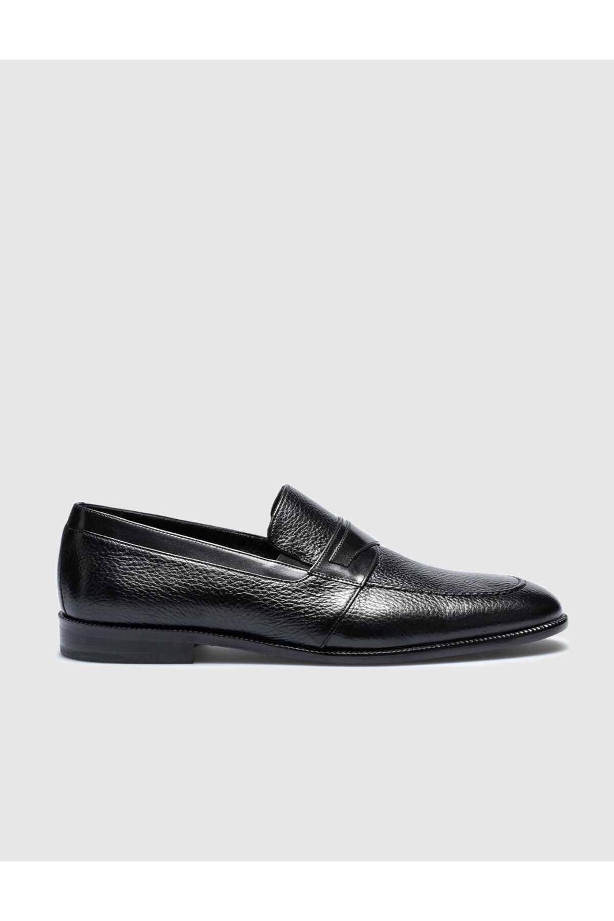 Cabani Hakiki Deri Siyah Kemerli Erkek Klasik Ayakkabı