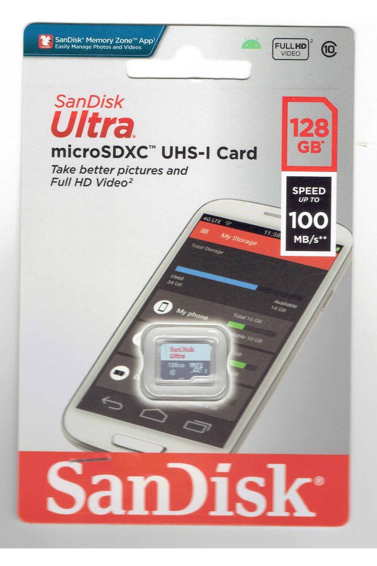Sandisk Ultra MicroSDXC UHS-I CARD 128Gb 100 MB/S Micro Hafıza Kartı