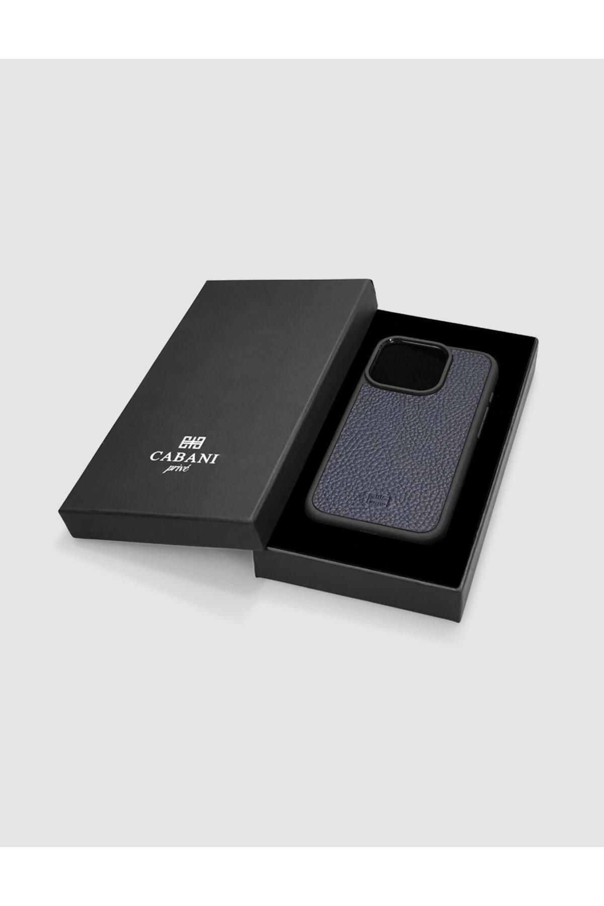 Cabani Hakiki Deri Iphone 15 Pro Lacivert Unisex Telefon Kılıfı