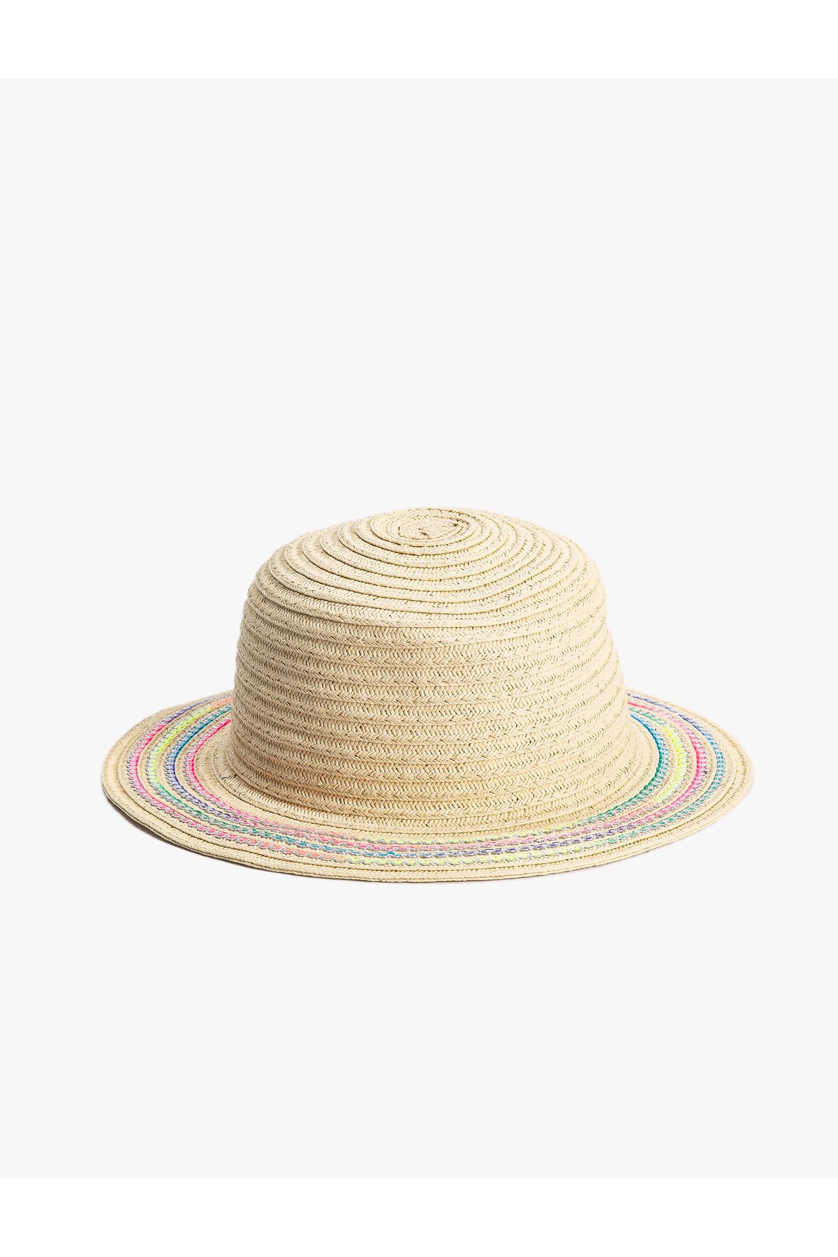 Koton Hasır Şapka Çok Renkli İşleme Detaylı