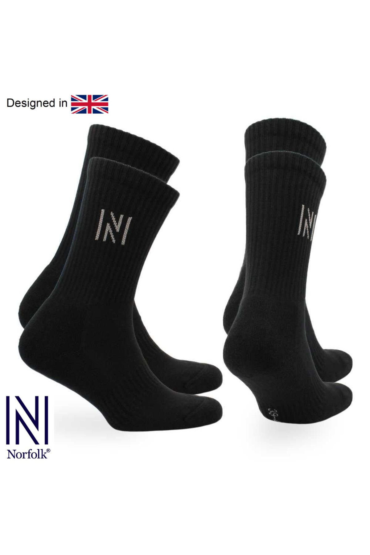 Norfolk Siyah Barkley Ikili Paket Yastıklamalı Pamuklu Günlük Çorap