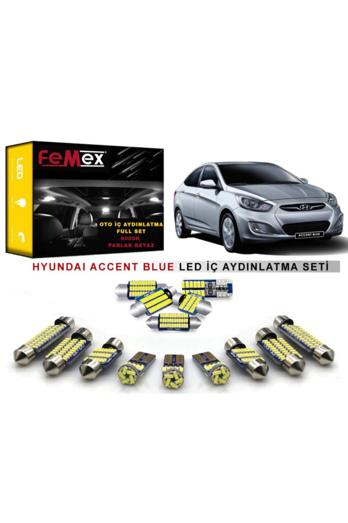 FEMEX Hyundai Accent Blue Led Iç Aydınlatma Ampul Seti Parlak Beyaz