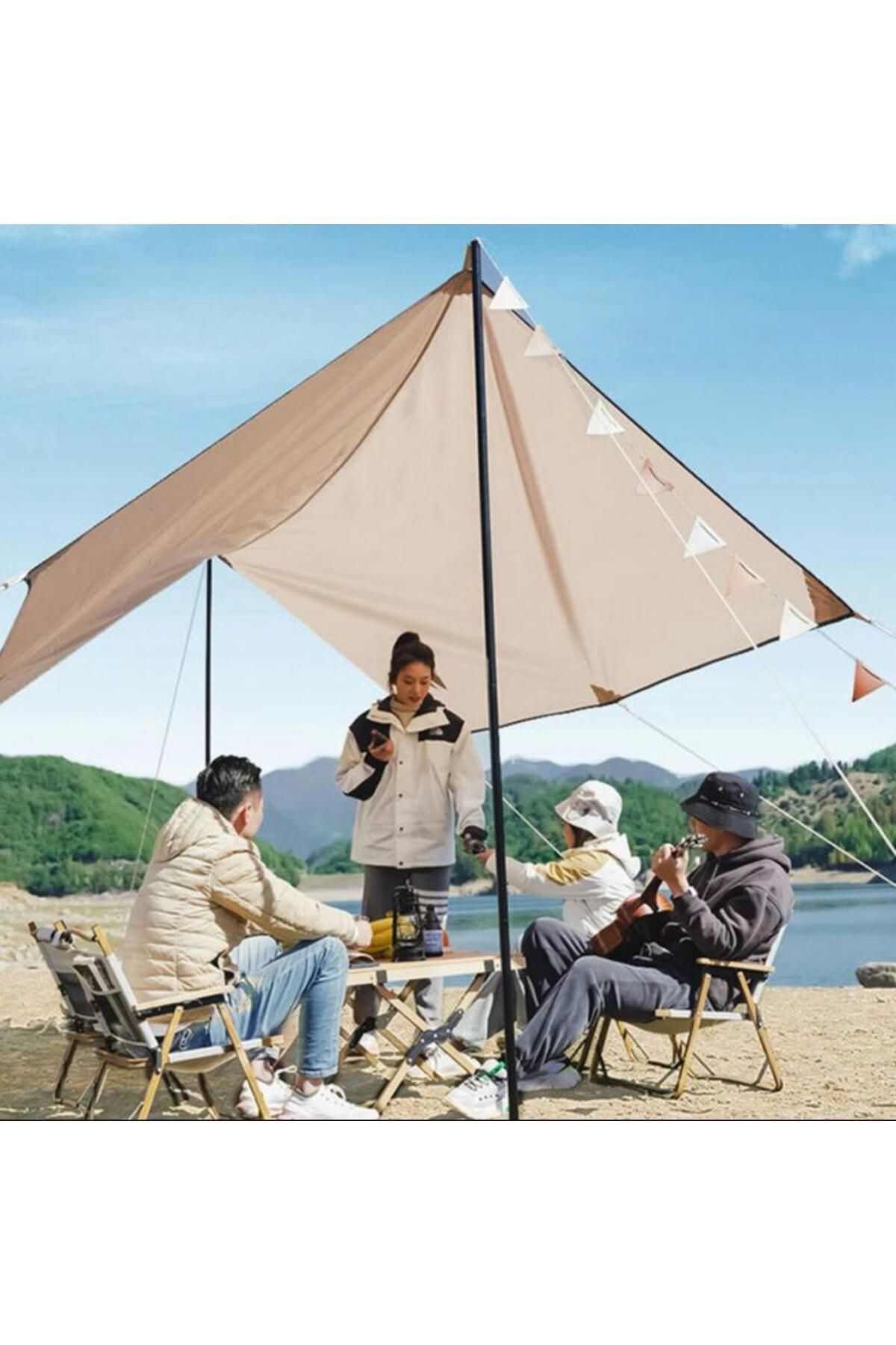 Enshall Su Geçirmez Dayanıklı Piknik, Kamp, Sahil, Plaj Güneşlik Koruyucu Tente Gölgelik Çadır 500x300cm