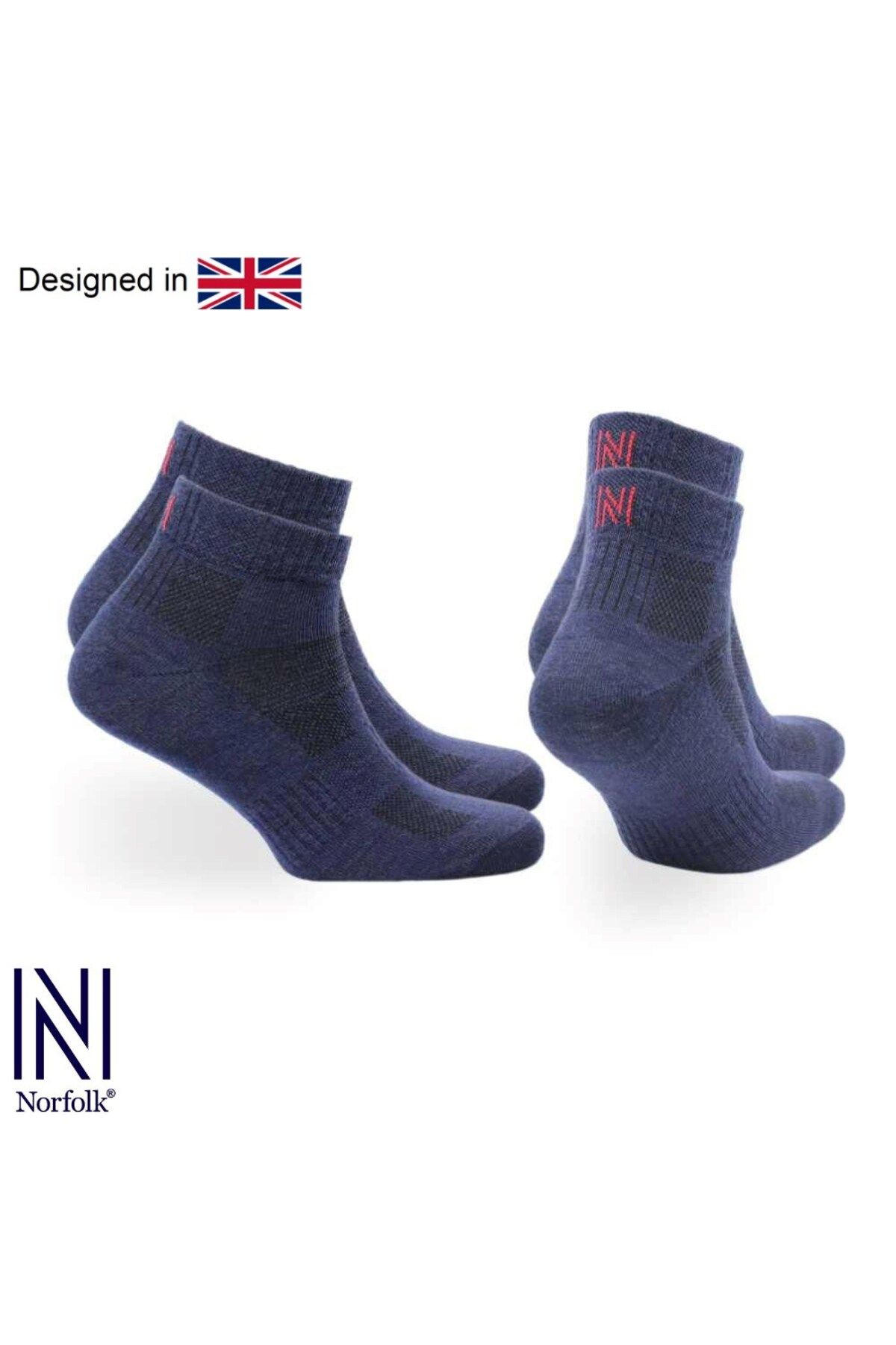 Norfolk SHELDON QTR Çeyrek Kesim Merino Yünü Outdoor Yürüyüş Çorapları 2'li Paket