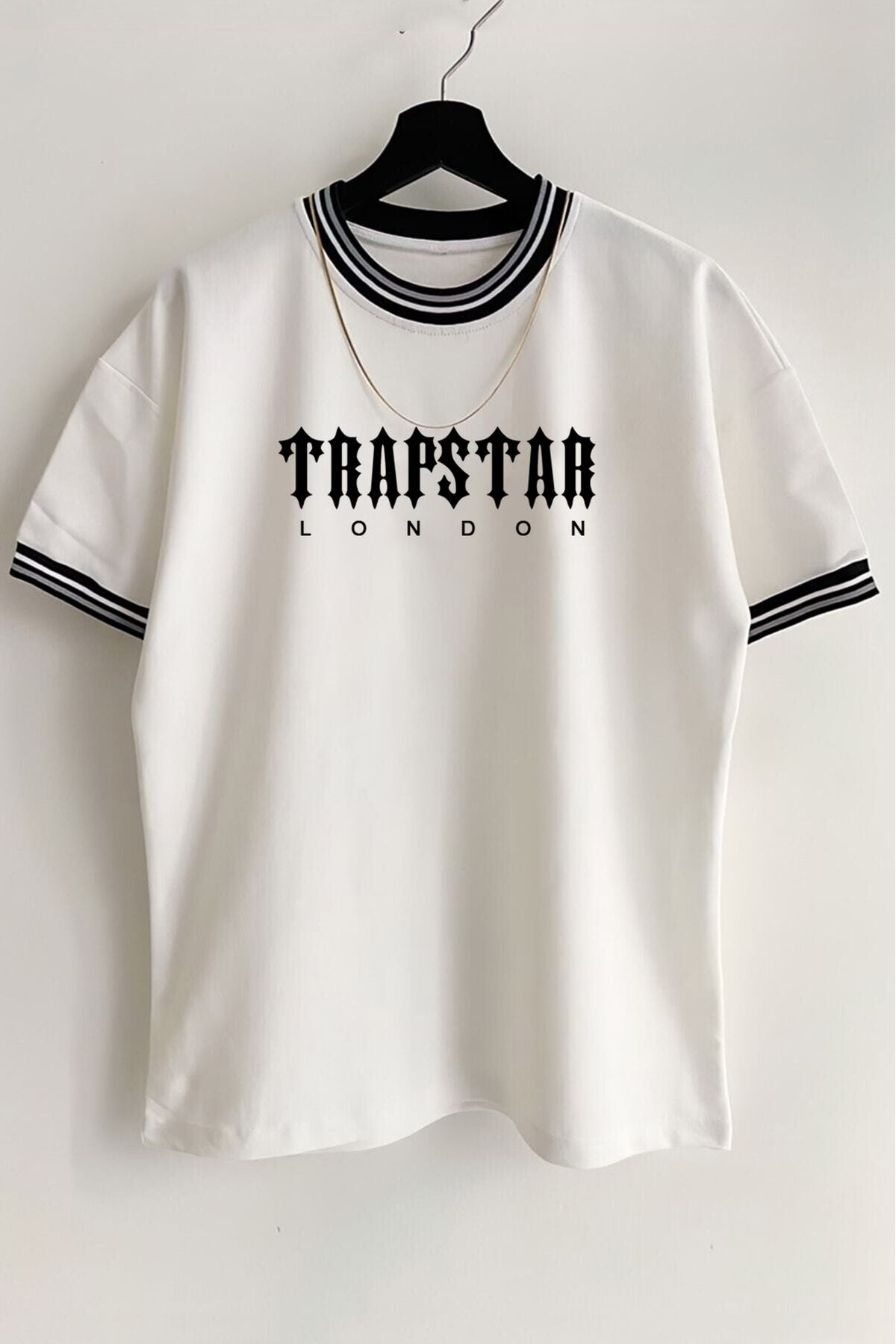 SEVLOVE Unisex Beyaz Yeni Sezon Trapstar Baskılı Oversize Yazlık T-shirt