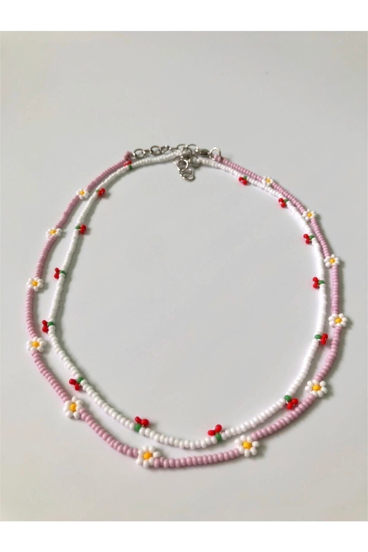Handmade Minimal Kiraz Ikili Kolye Seti