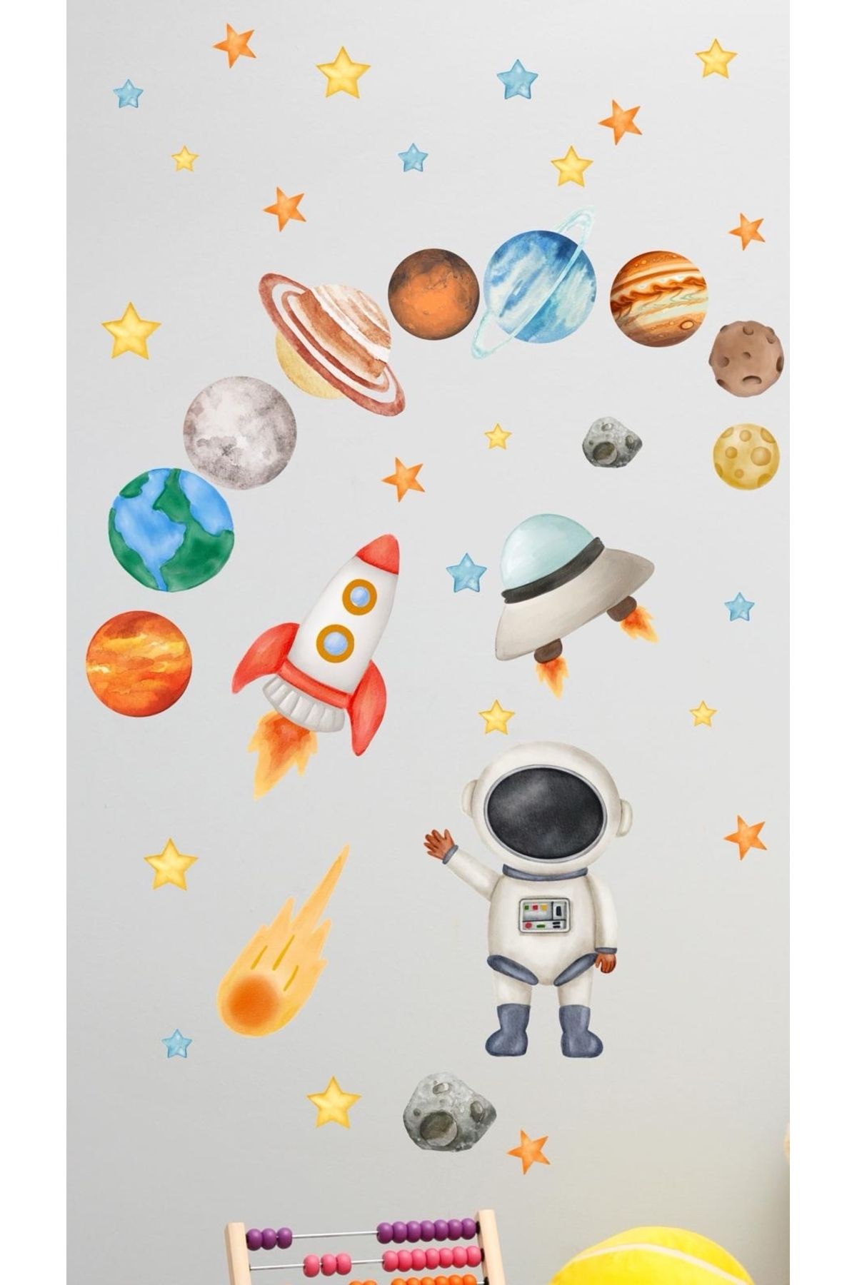 Think And Print Astronot ve Gezegenler Duvar Sticker Set