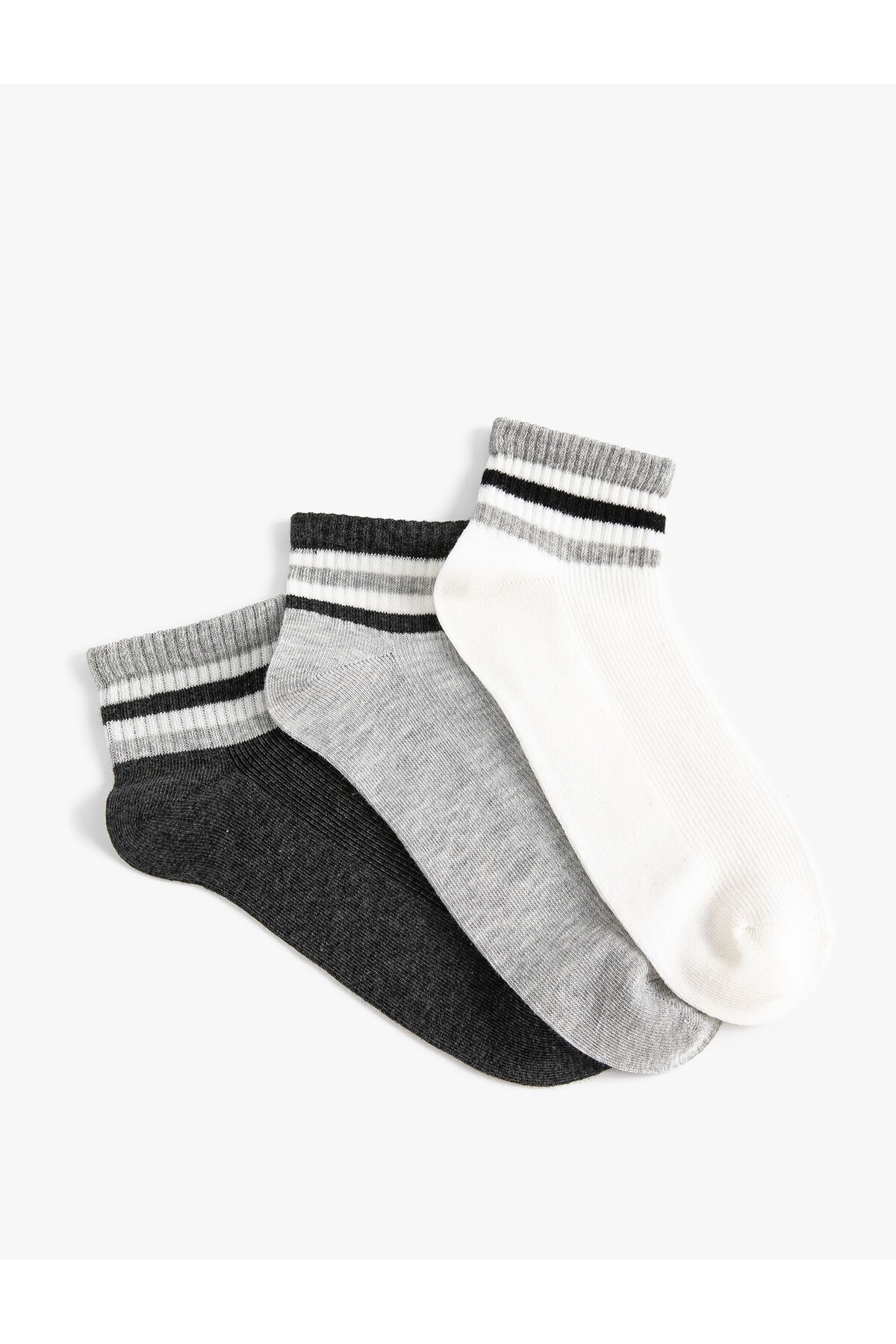 Koton 3'lü Patik Çorap Seti Şerit Desenli Çok Renkli