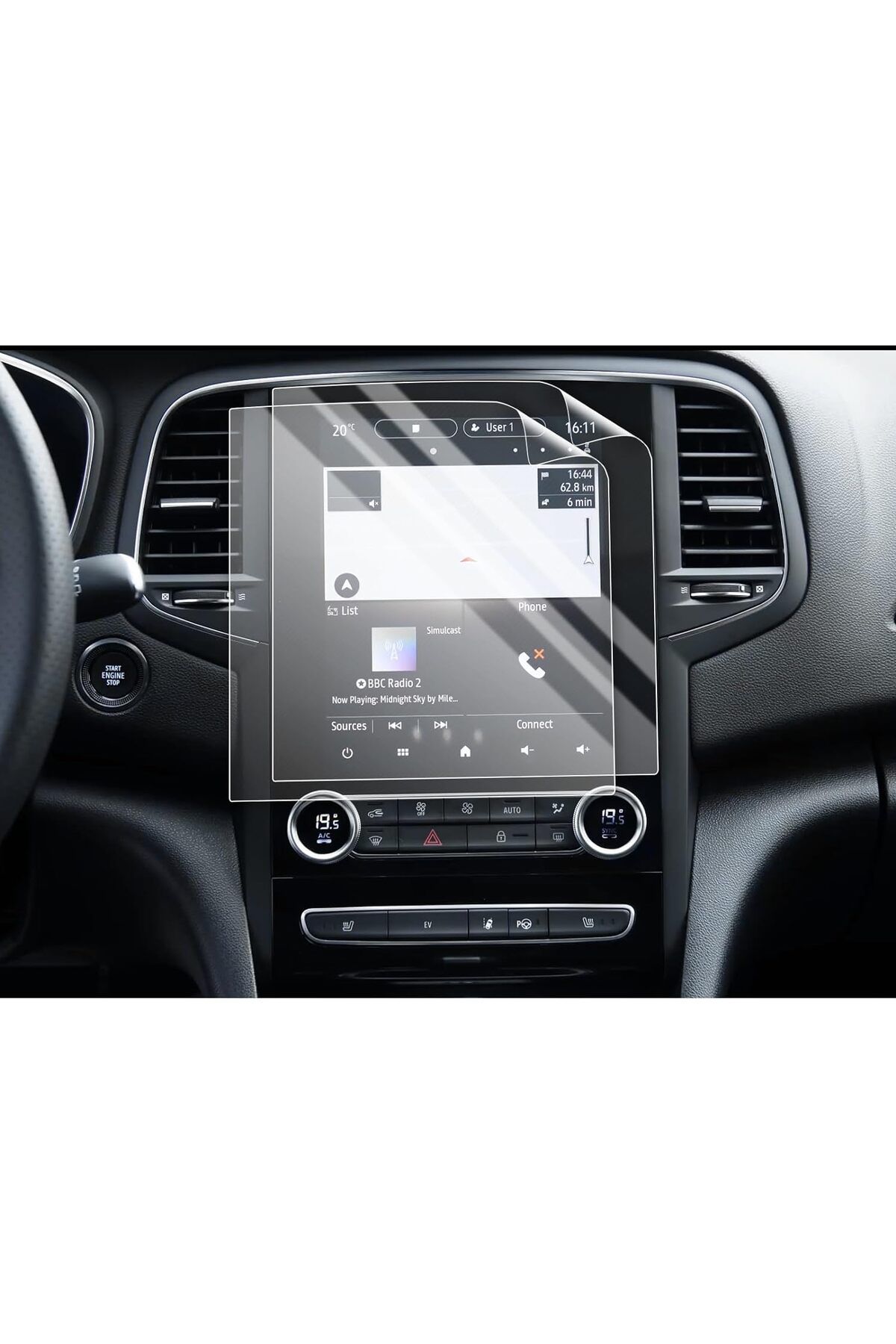 Ecr Mobile Navimex Tesla Renault Megane 4 9.7 inç Navigasyon ve Dijital Gösterge Panel Uyumlu 9H Nano Ekran Kor