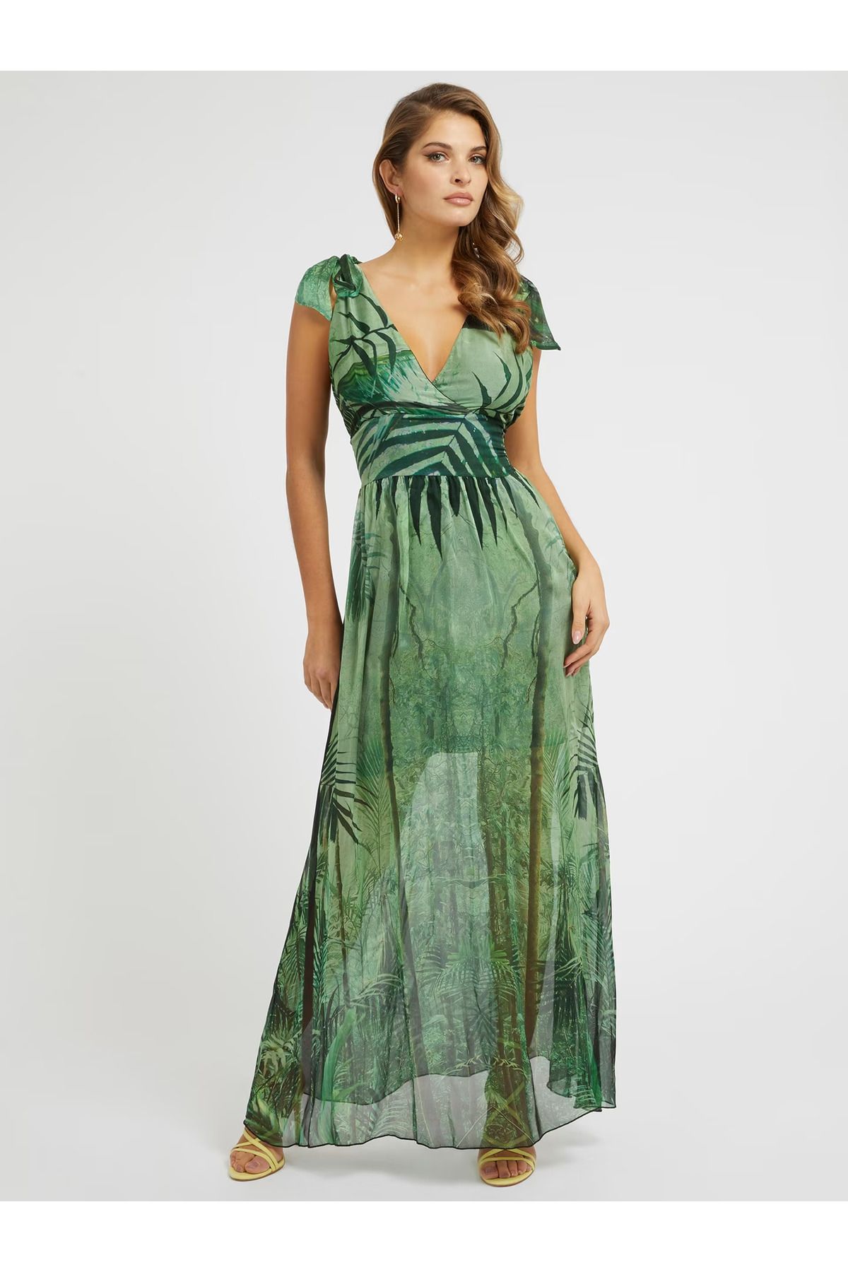 Guess SL SMOCKED VENUS Elbise W3GK50WE550-Yeşil