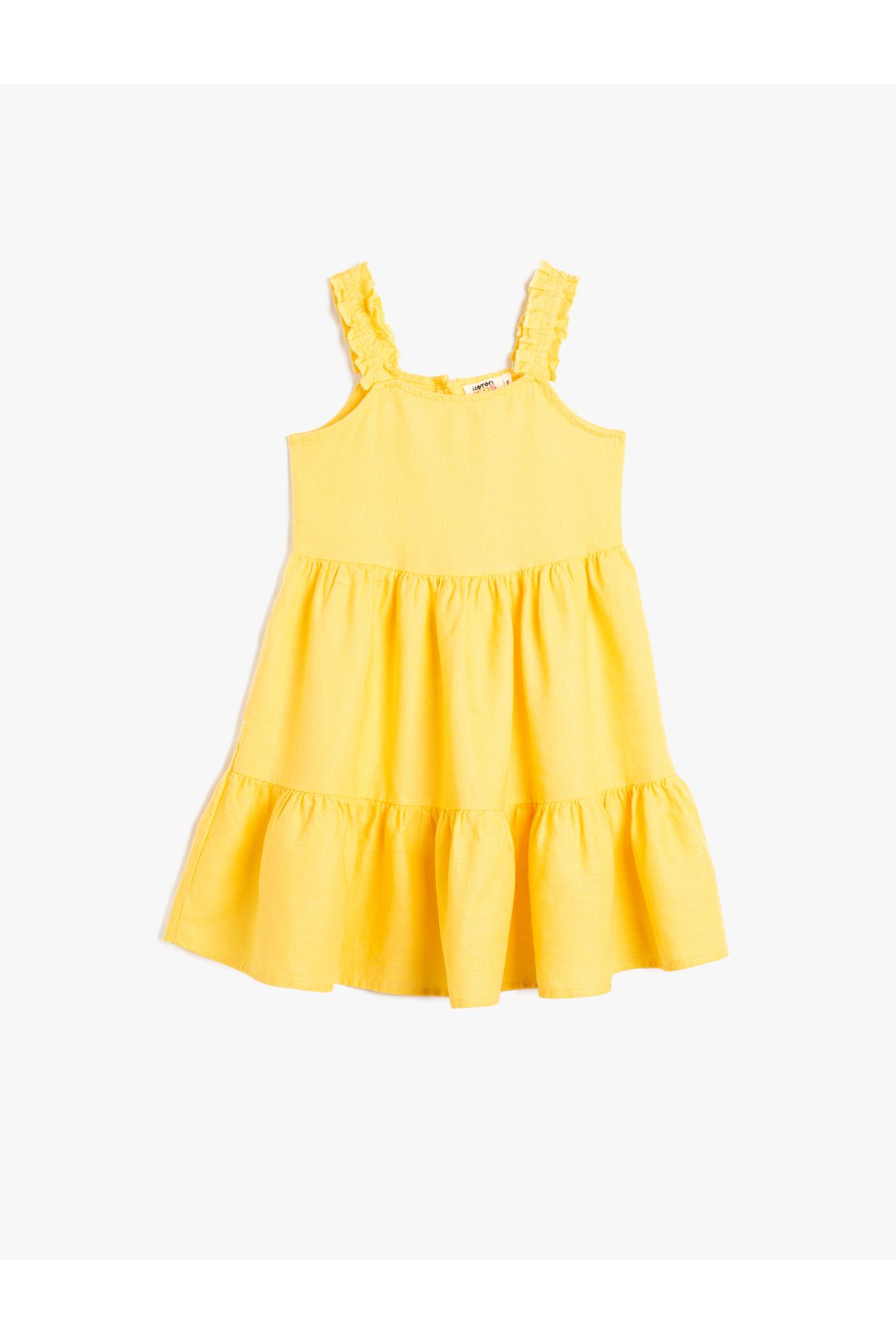 Koton Düz Sarı Kız Çocuk Uzun Elbise 3skg80075aw